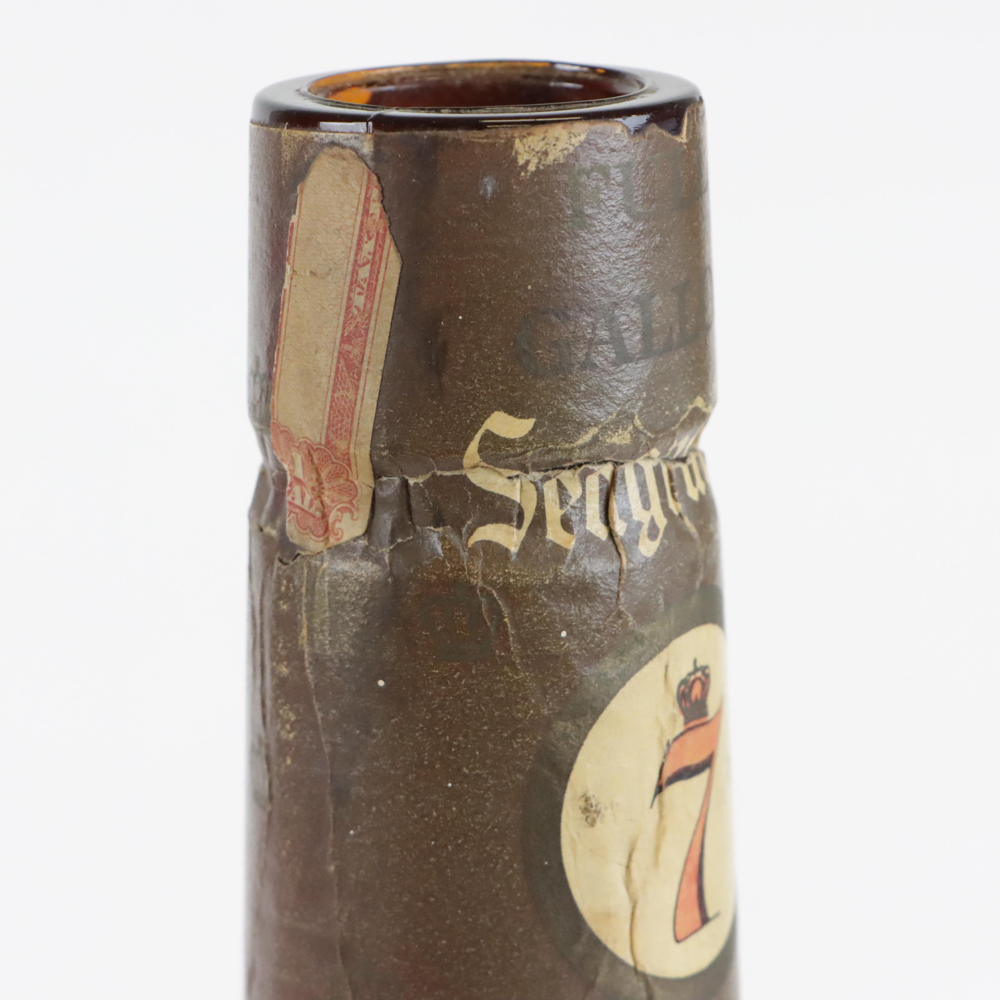 Old Crow and Seagram's Gallon Bottles and Porcelain Whiskey Plates