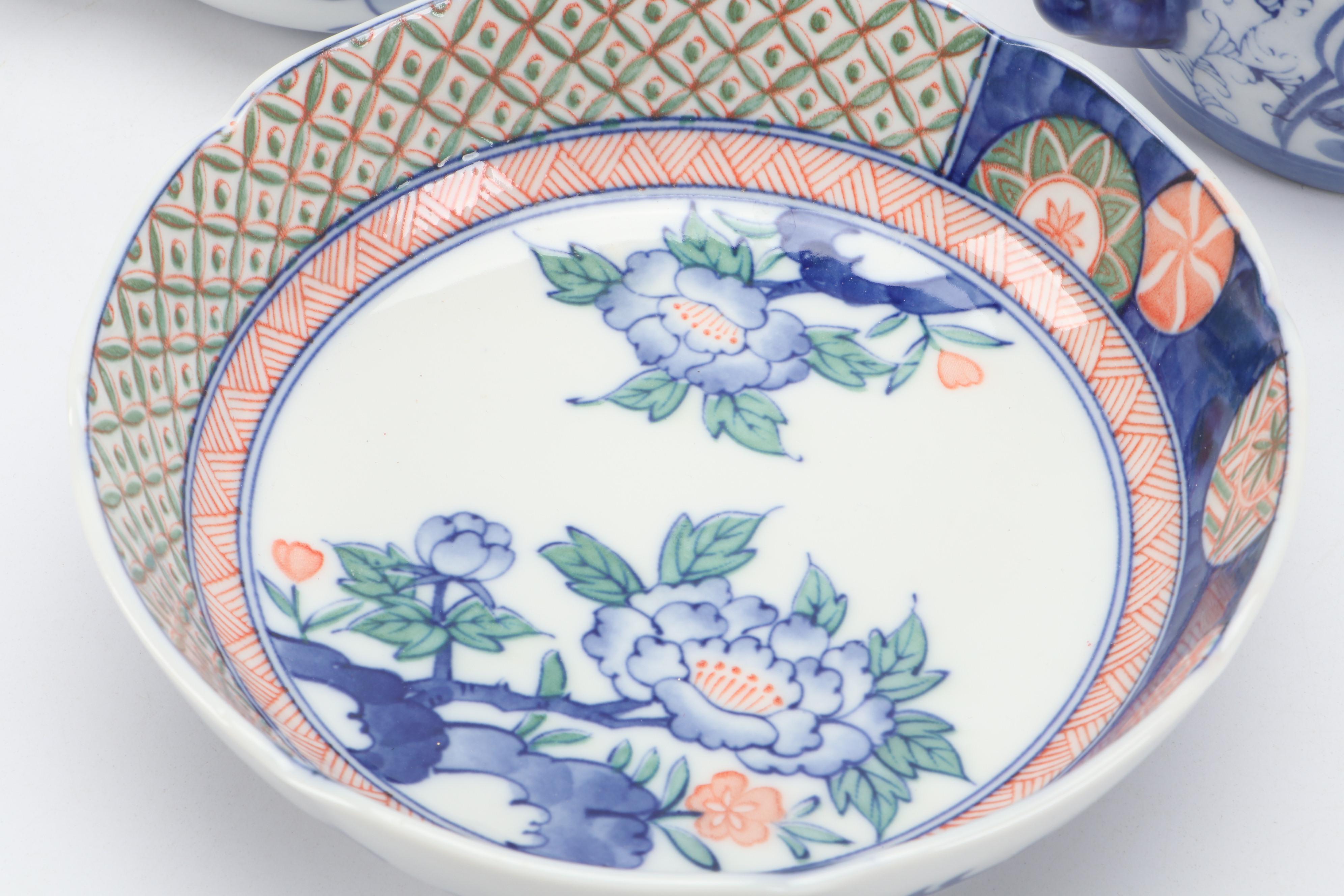 Pier 1 Imports Blue Sun Porcelain Tea Set with Other Table Accessories