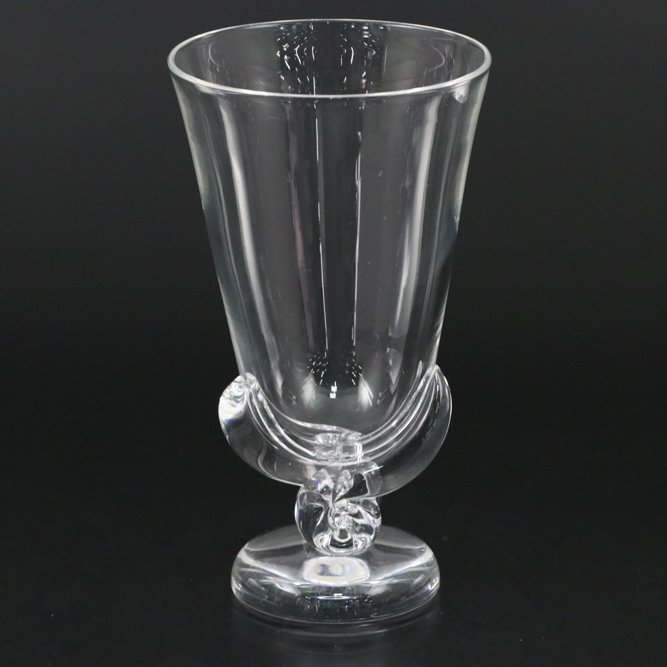 Steuben Art Glass Swirl Twist Footed Vase