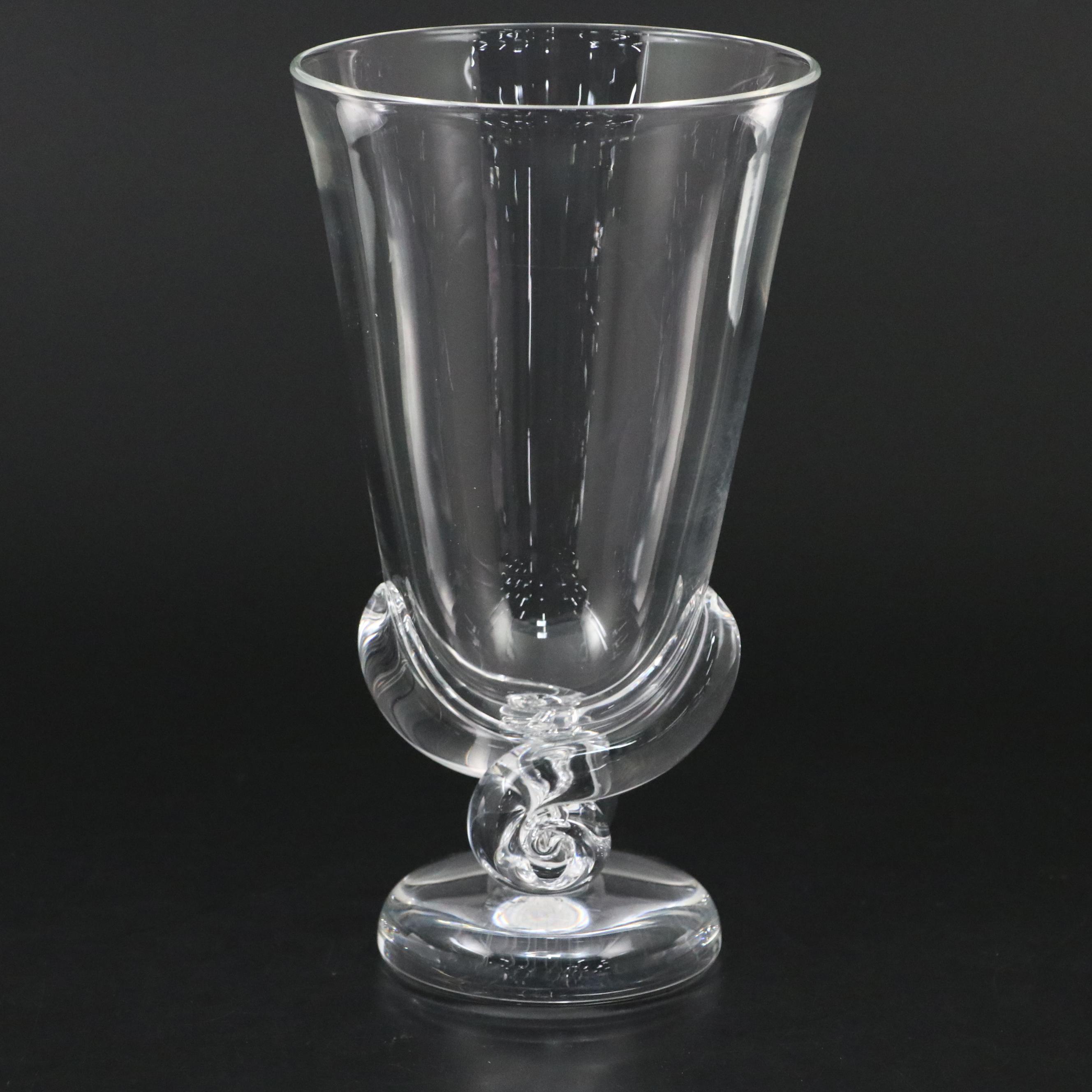 Steuben Art Glass Swirl Twist Footed Vase