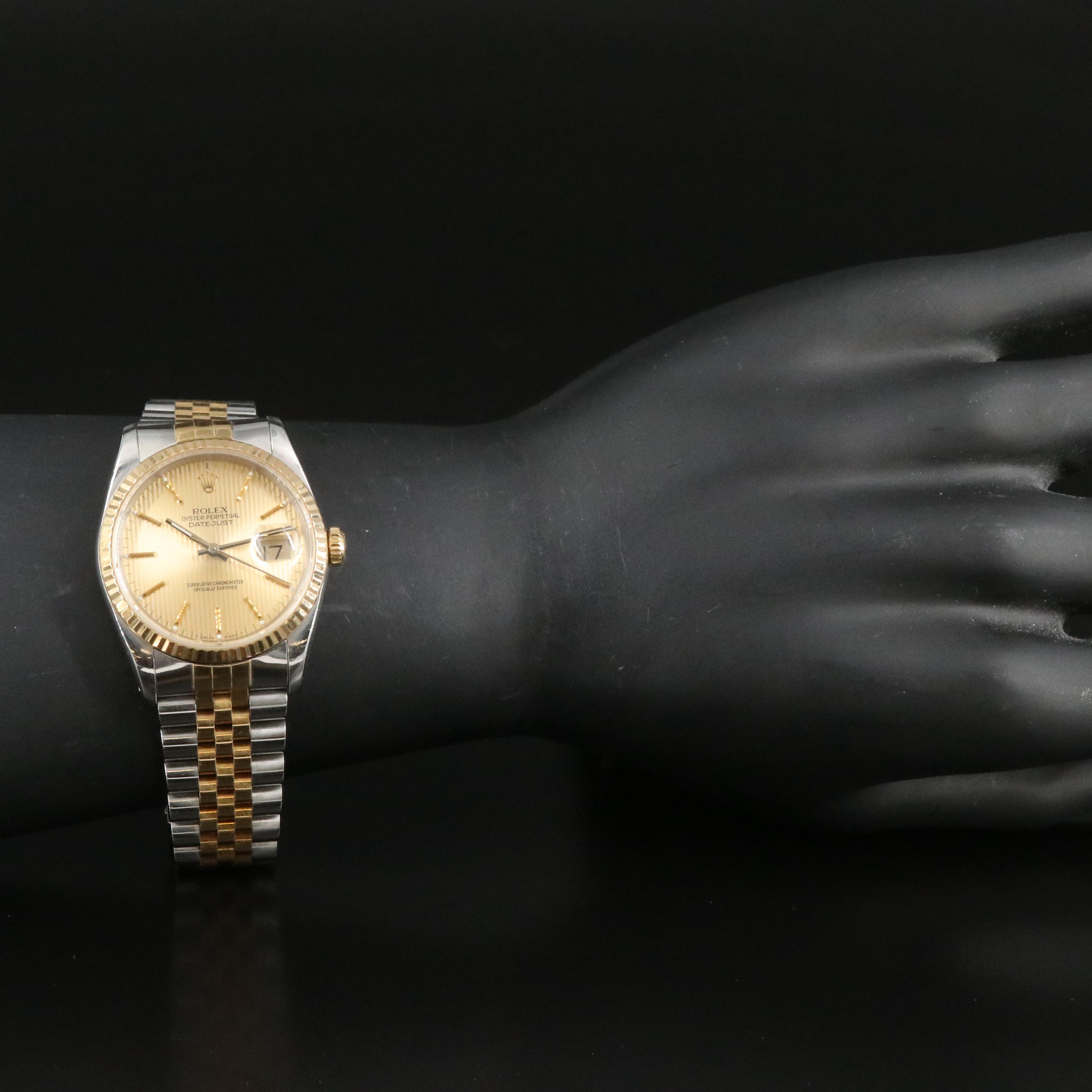 1990 Rolex Tapestry Dial Two-Tone Datejust Watch