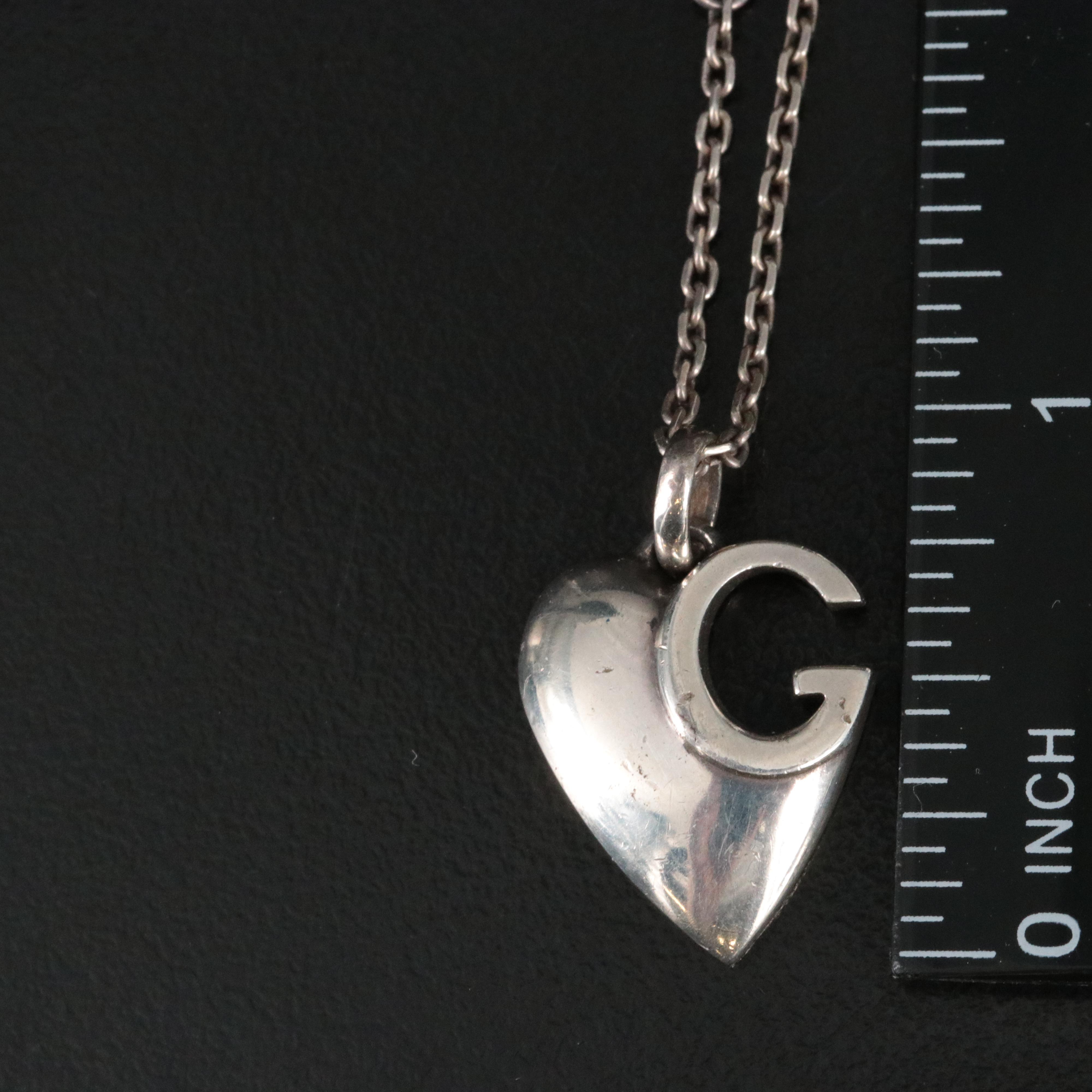 Gucci Charlotte Sterling Cutout G Heart Necklace