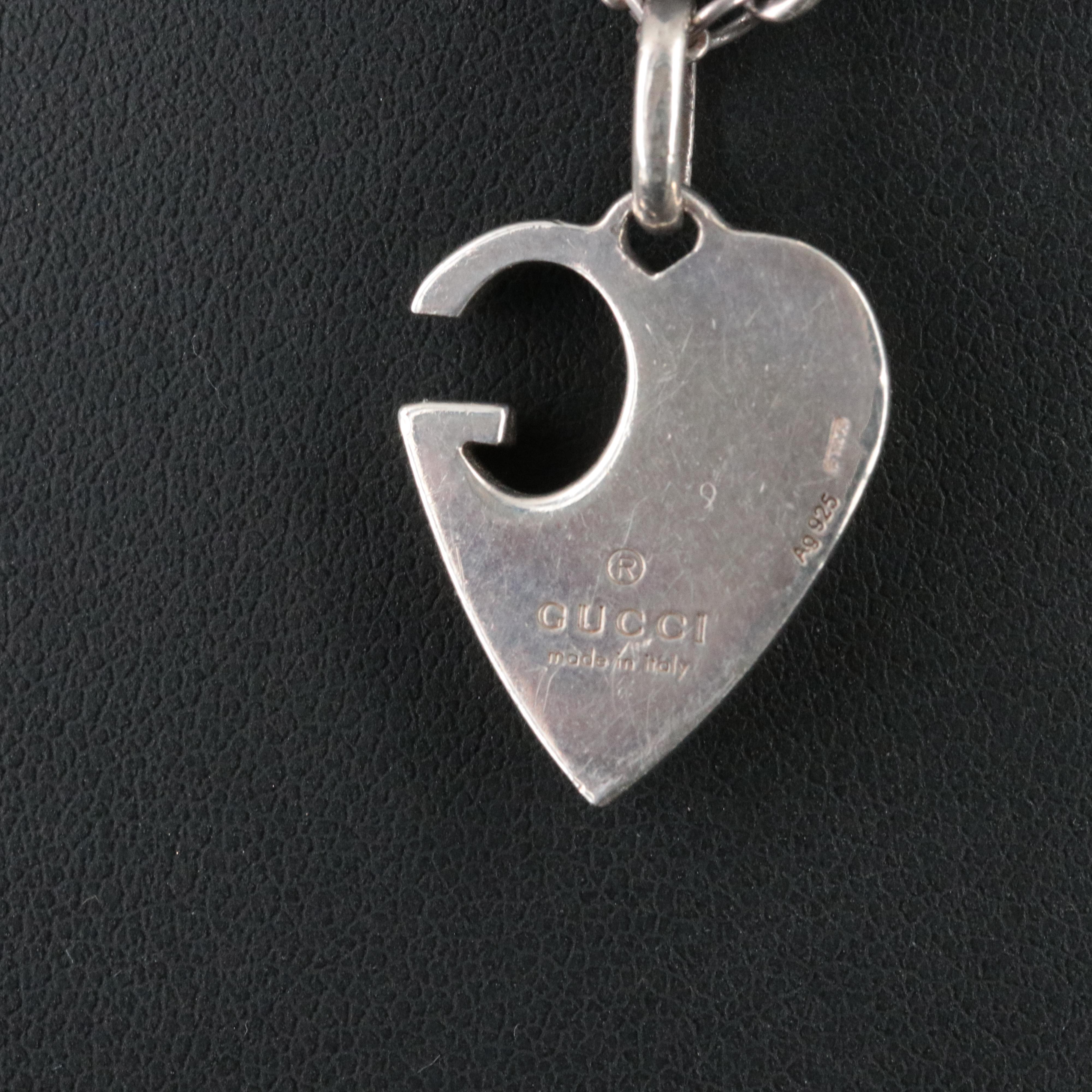 Gucci Charlotte Sterling Cutout G Heart Necklace