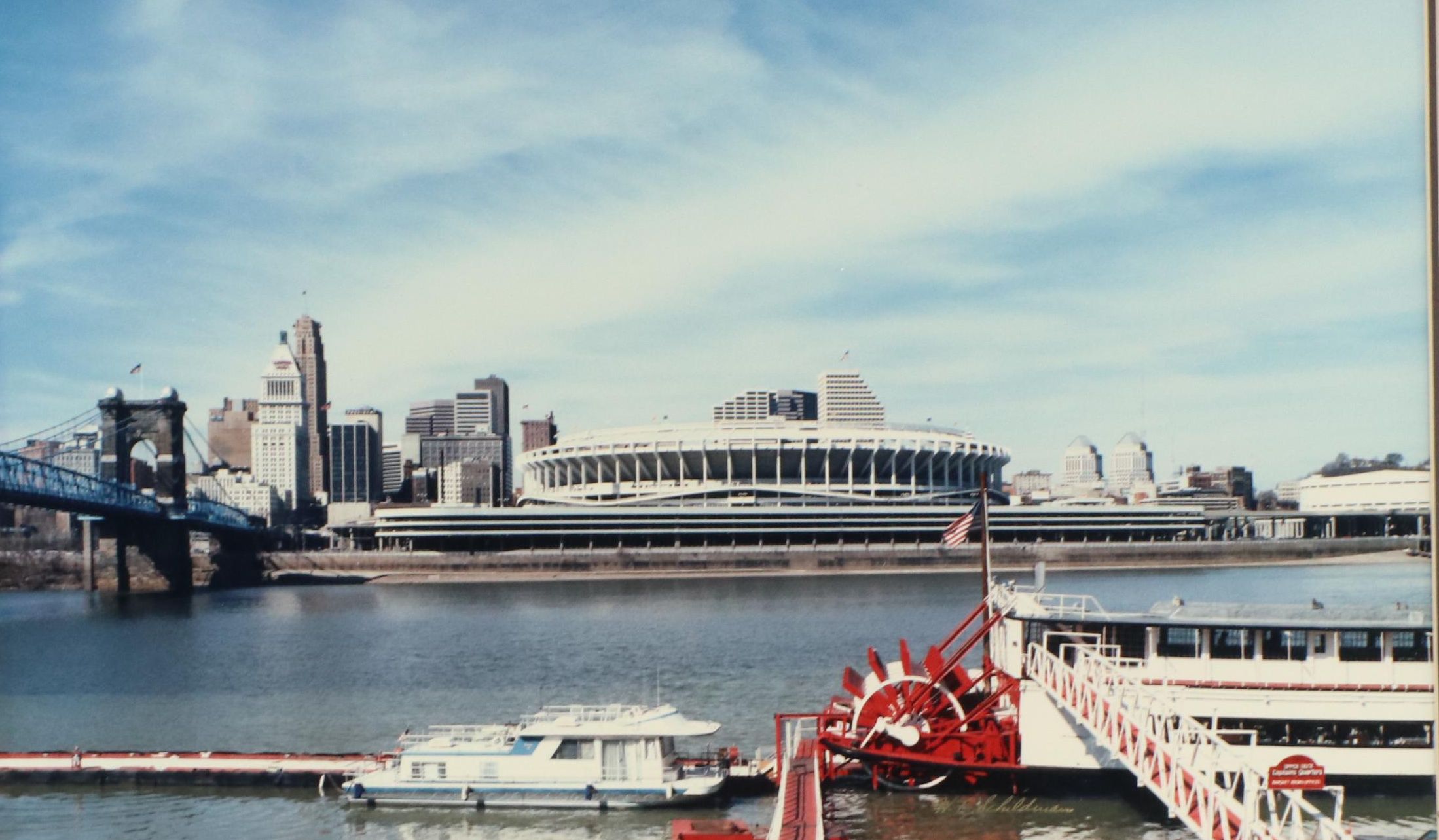 W. F. Schildman Color Photograph of Cincinnati Riverfront Stadium and Ohio River
