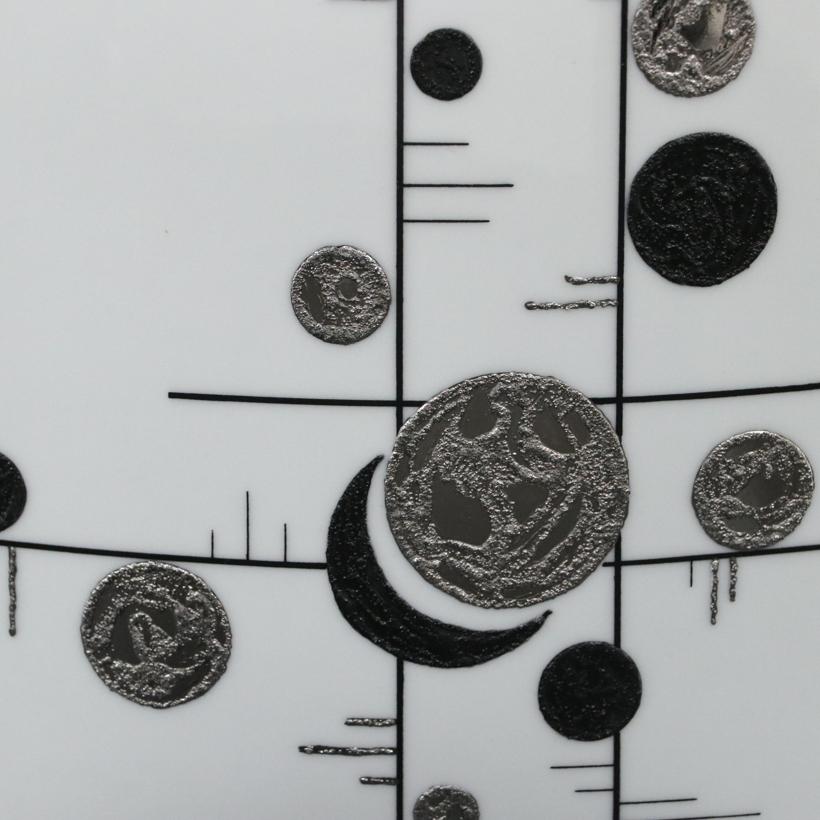 Danish Modern Merry's Design Porcelain Moon Phase Motif Vases and Plate