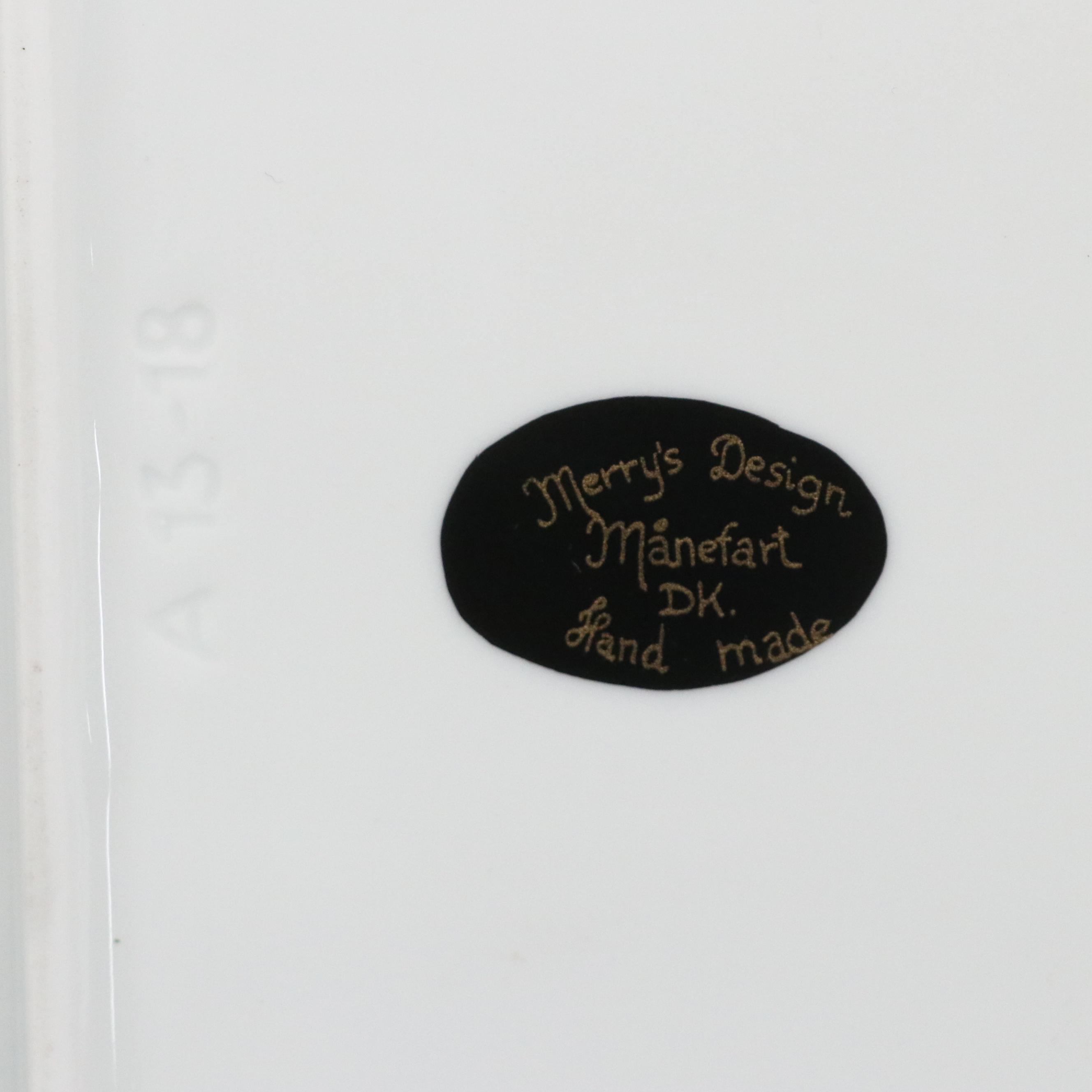 Danish Modern Merry's Design Porcelain Moon Phase Motif Vases and Plate