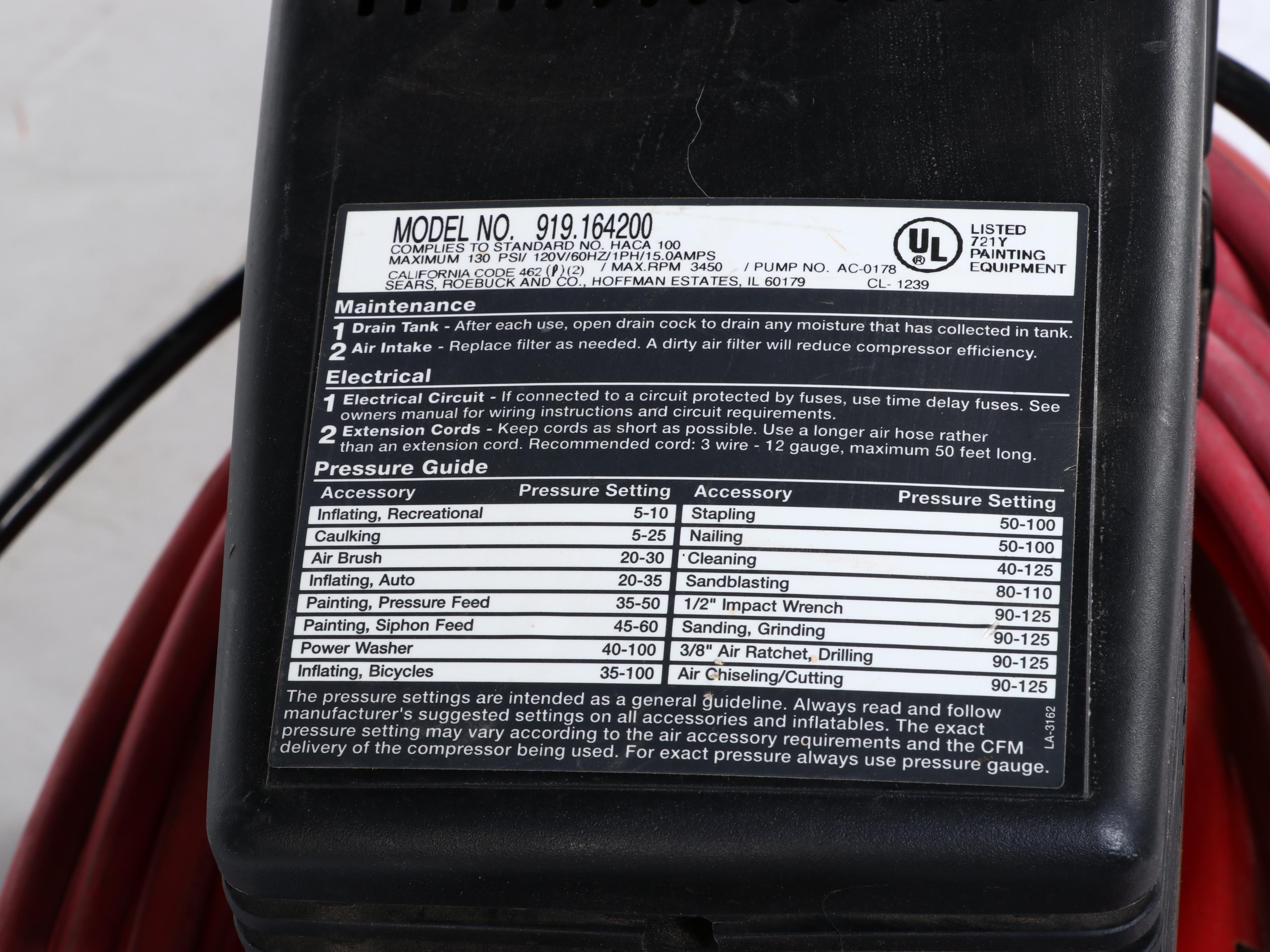 Craftsman 4.5 HP 20 Gallon Air Compressor