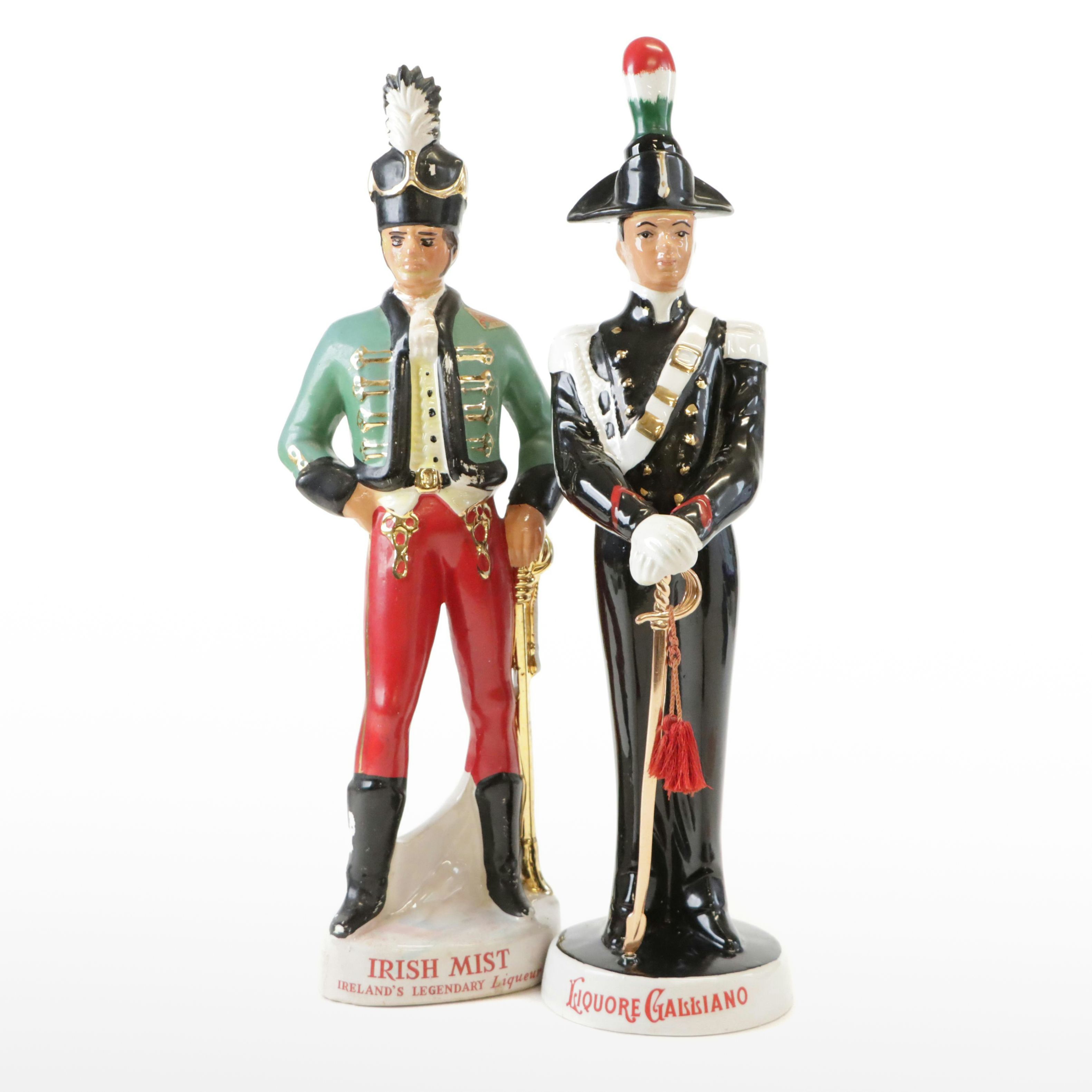 Liquore Galliano and Irish Mist Ceramic Soldier Decanters, Mid-20th Century