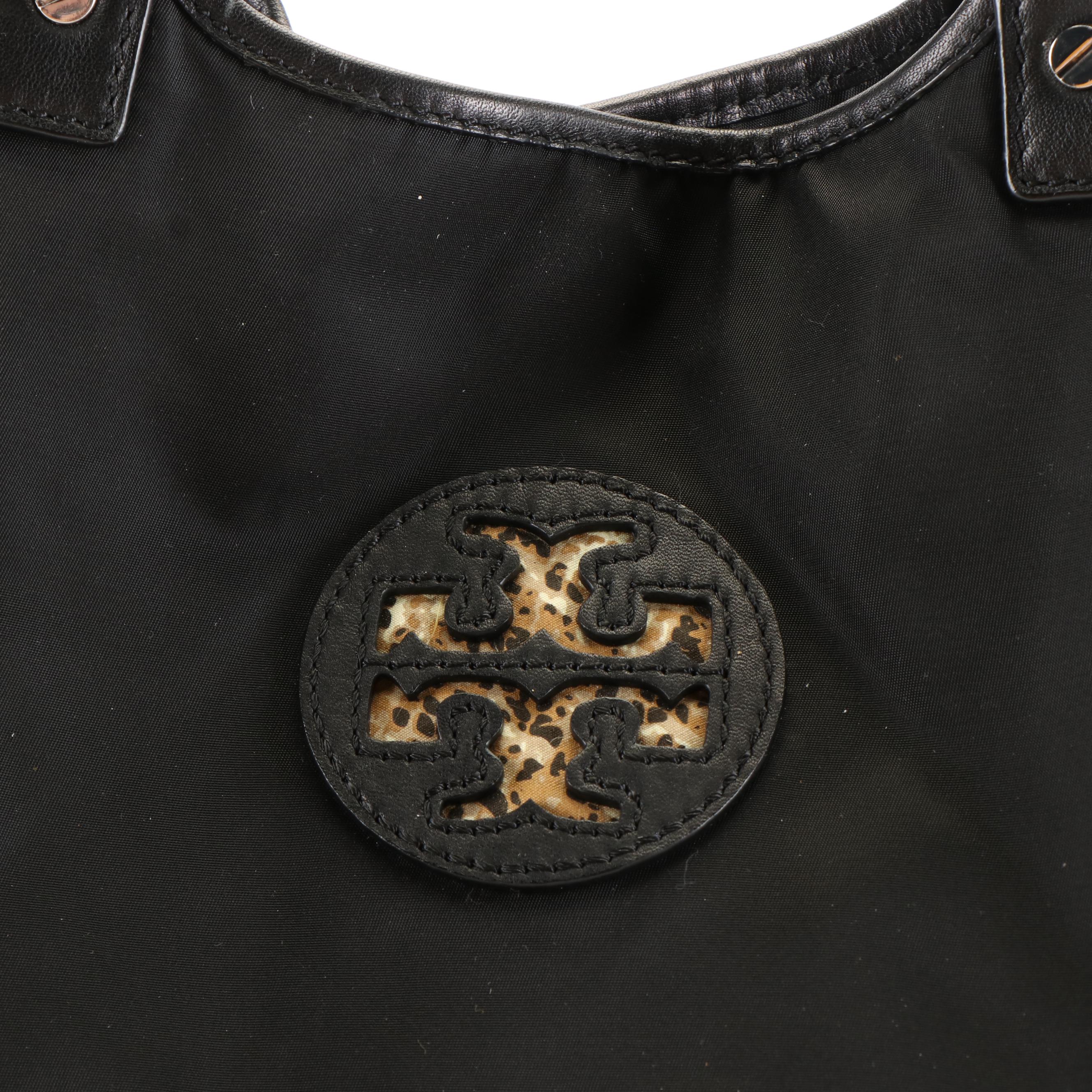 Tory Burch Animal Print Tote Bag in Black Nylon