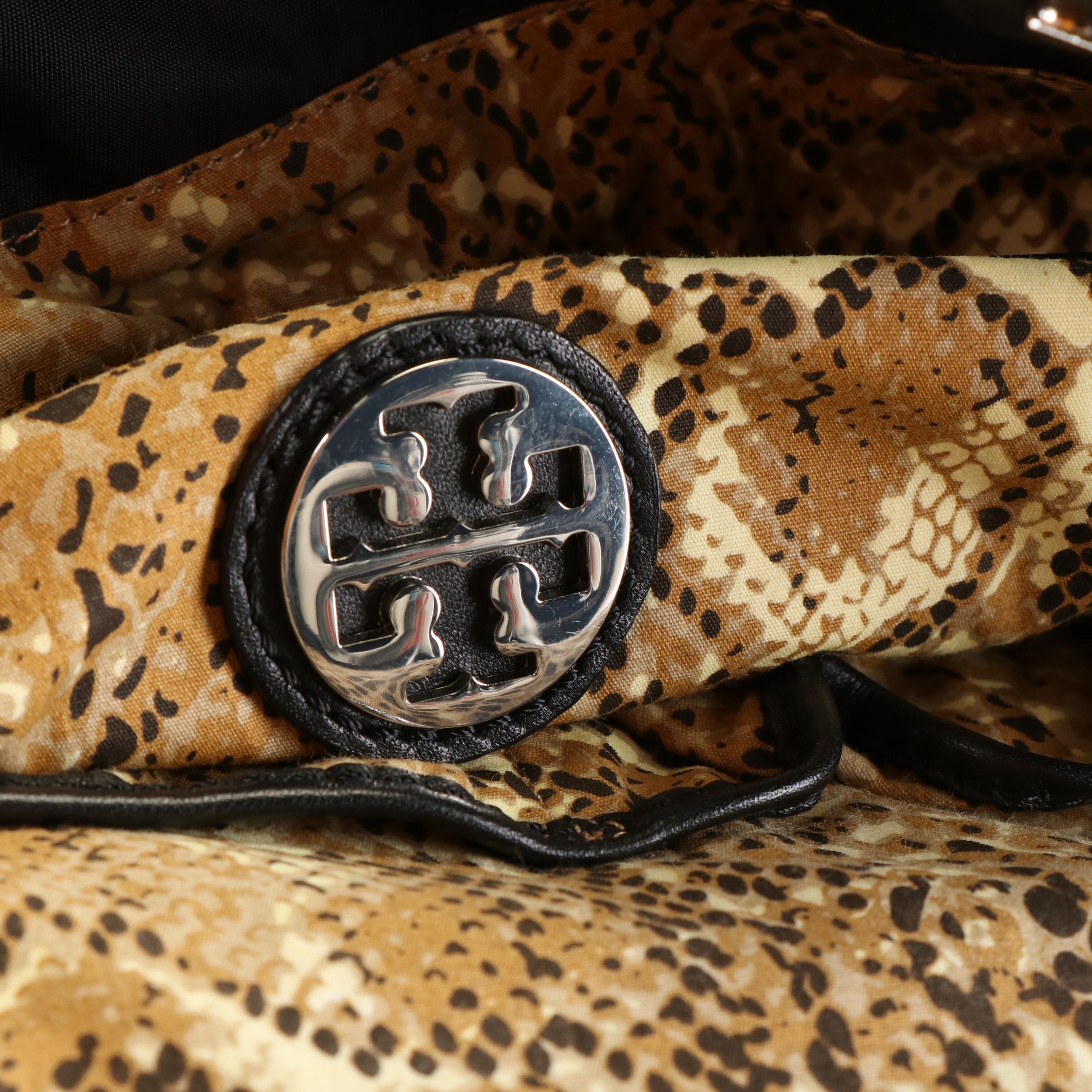 Tory Burch Animal Print Tote Bag in Black Nylon