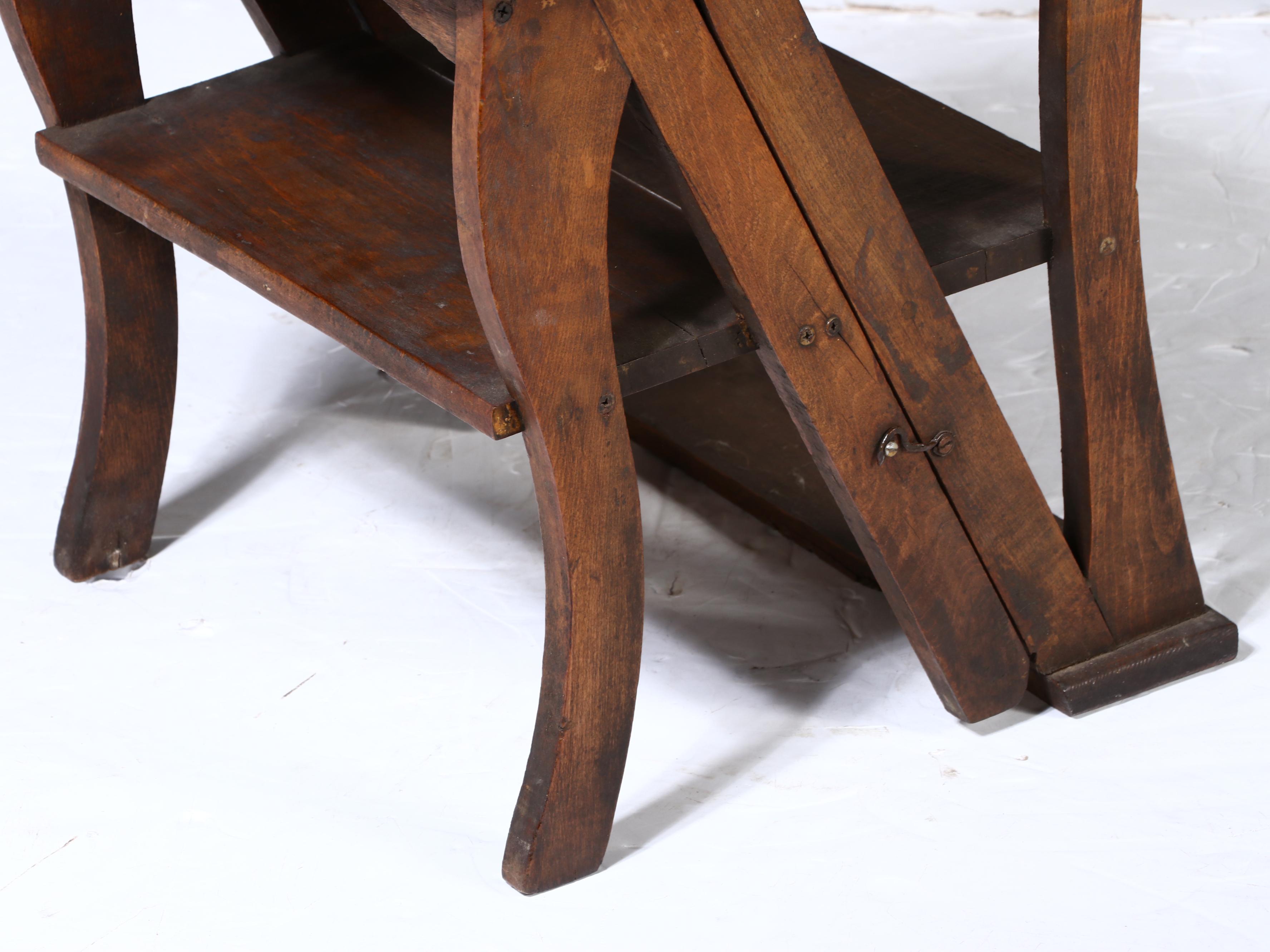 Hardwood Metamorphic Library Chair/Ladder, Early 20th Century