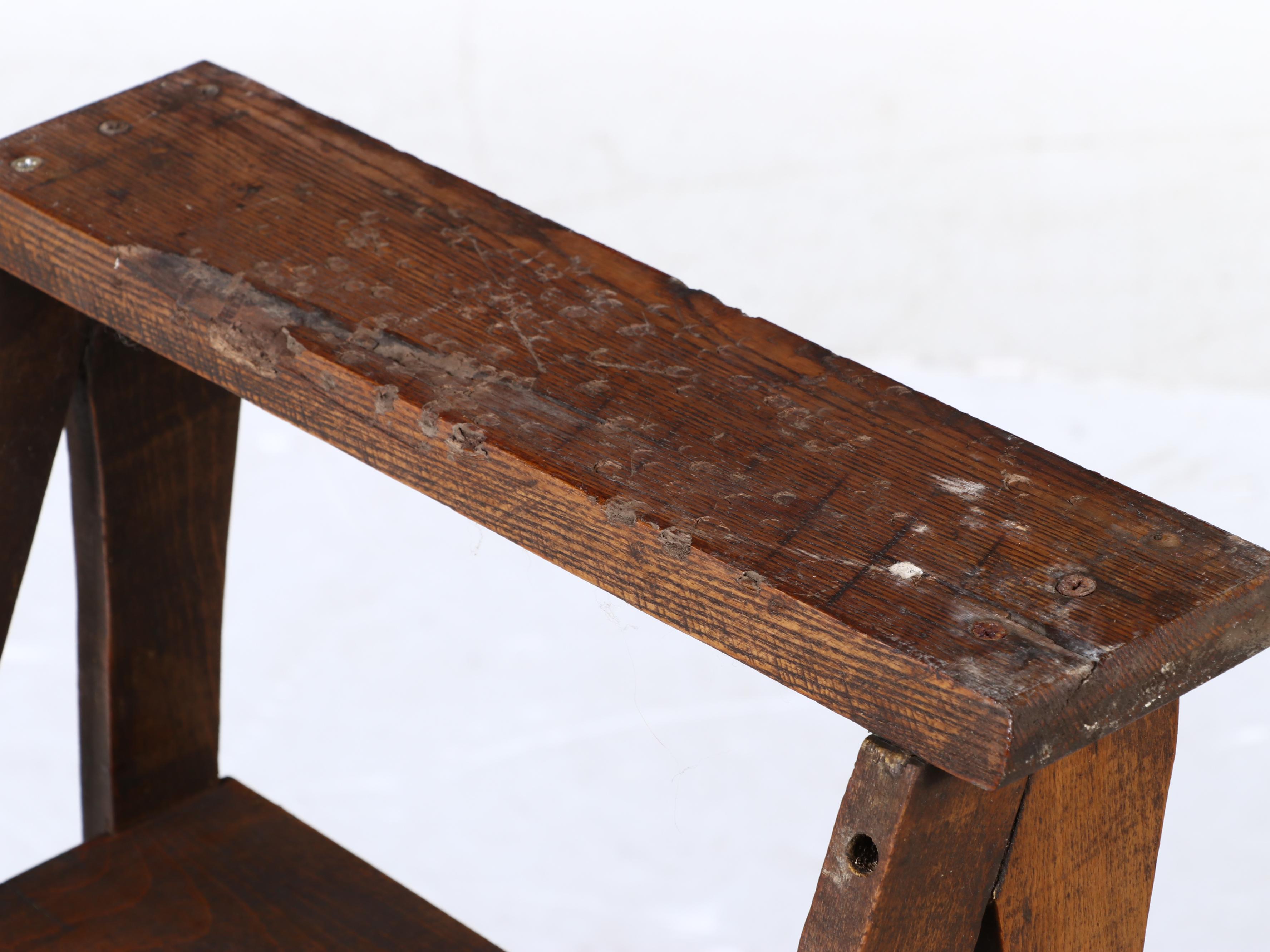 Hardwood Metamorphic Library Chair/Ladder, Early 20th Century