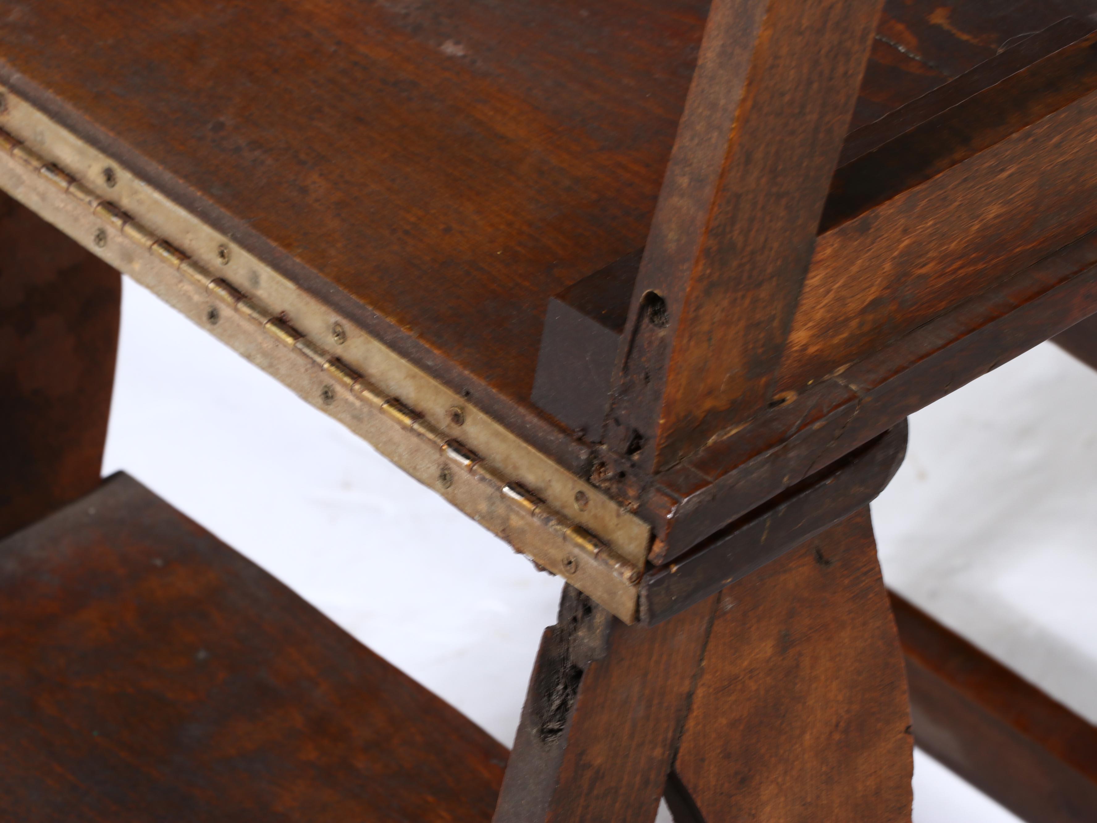 Hardwood Metamorphic Library Chair/Ladder, Early 20th Century