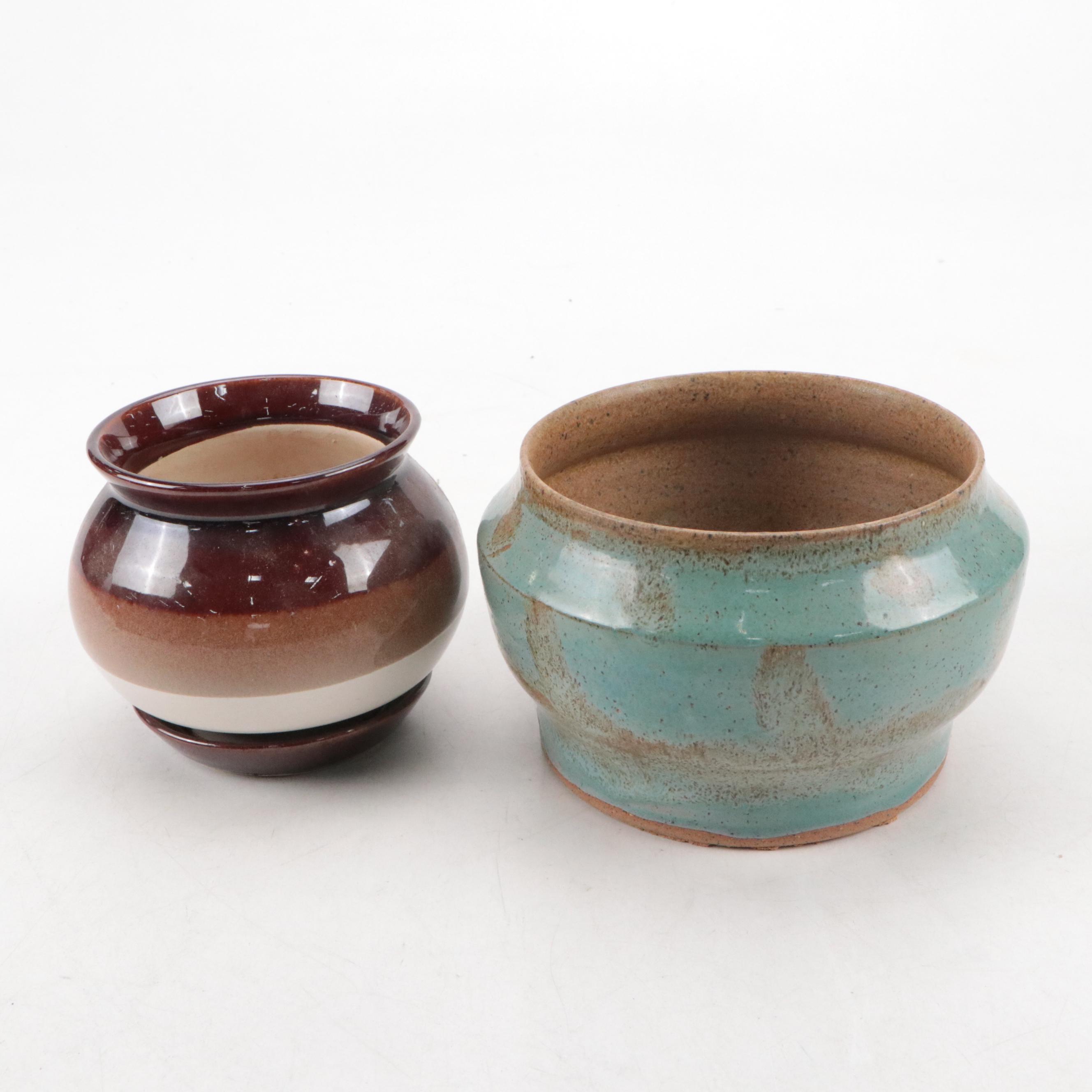 Hull "Green Agate" Ceramic Goblet and Saucer with More Glass and Ceramic Décor