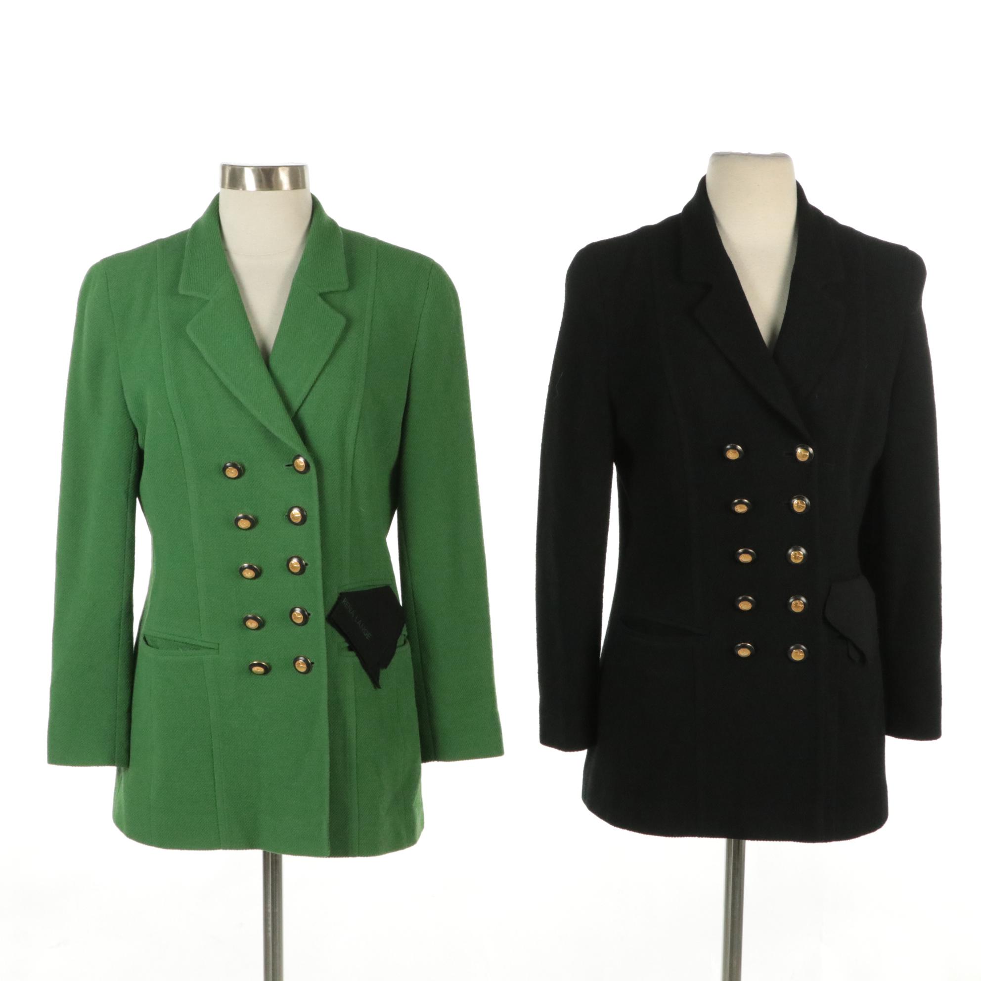 Rena Lange Wool Double-Breasted Jackets in Green and Black