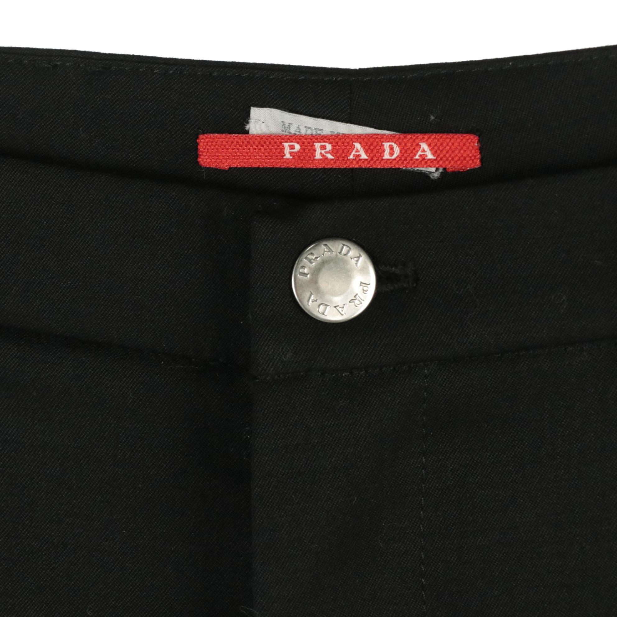 Prada Straight Leg Trousers in Black Wool with Ankle Zipper Accents, With Tag