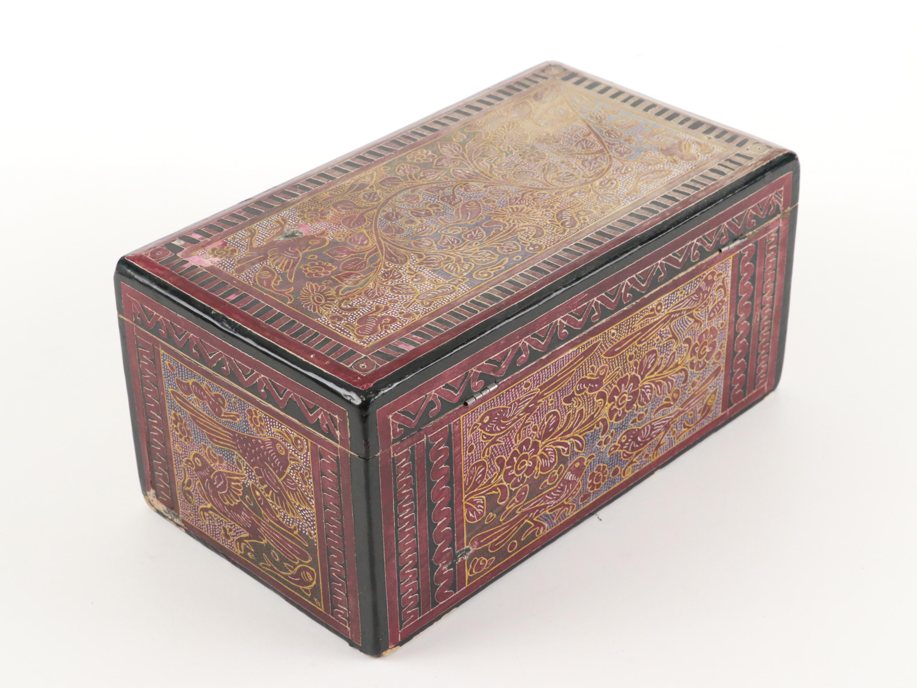 Carved and Painted Wooden Boxes with Steer and Boston Terrier Figurines