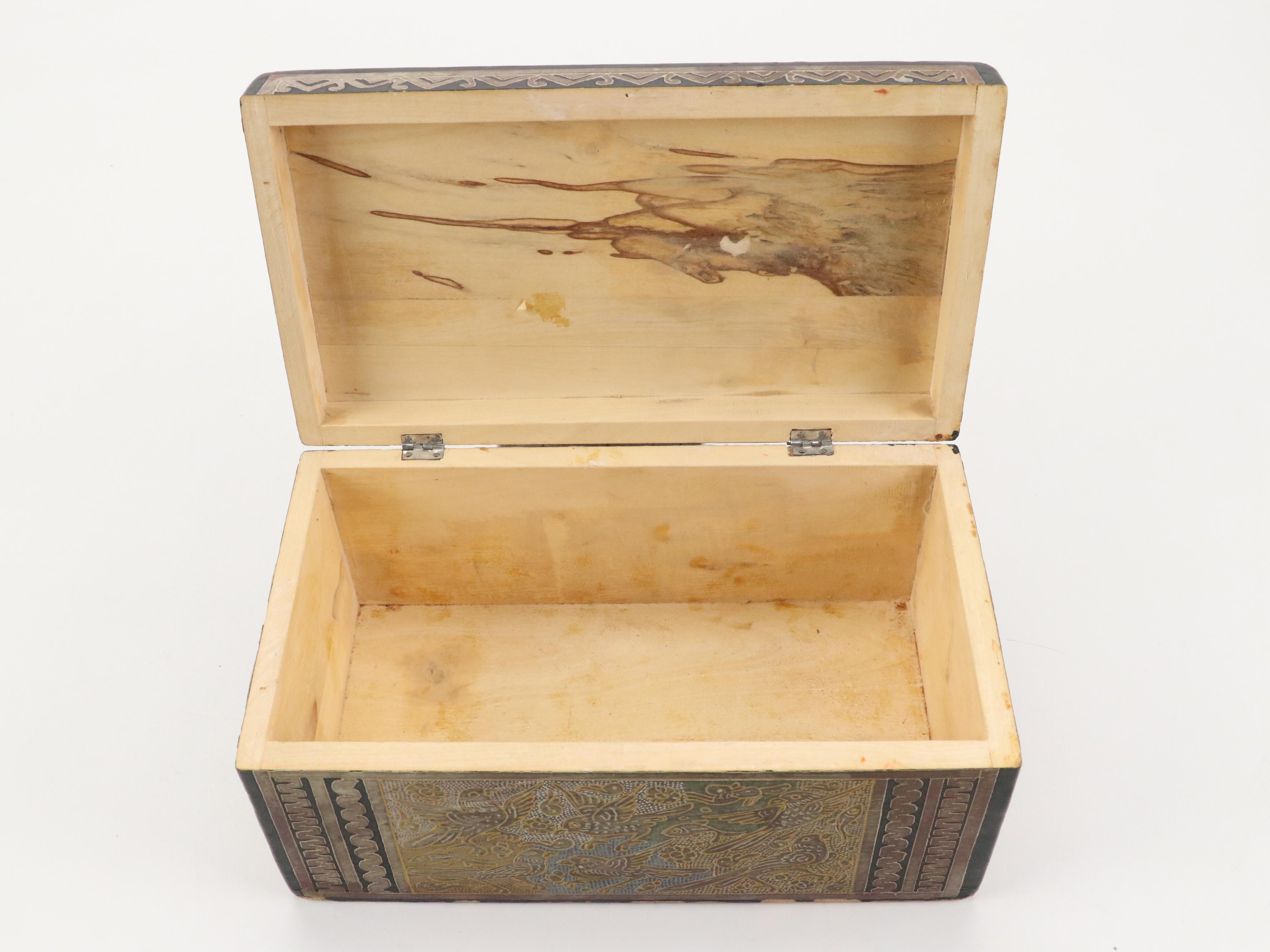 Carved and Painted Wooden Boxes with Steer and Boston Terrier Figurines