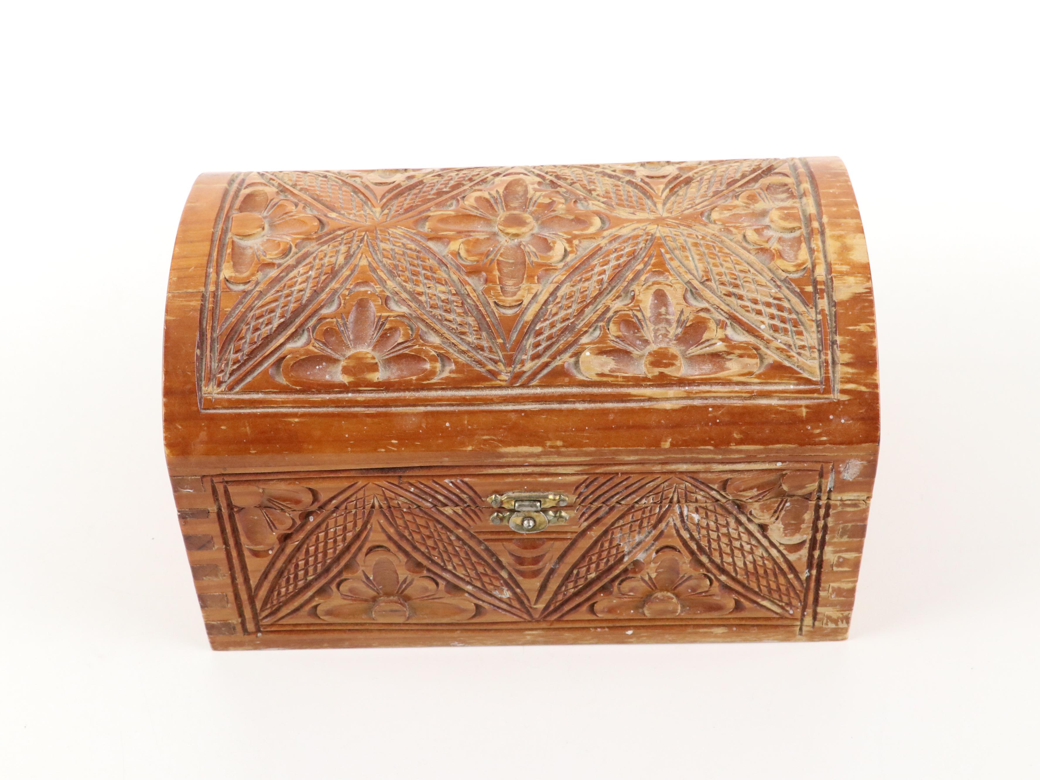 Carved and Painted Wooden Boxes with Steer and Boston Terrier Figurines