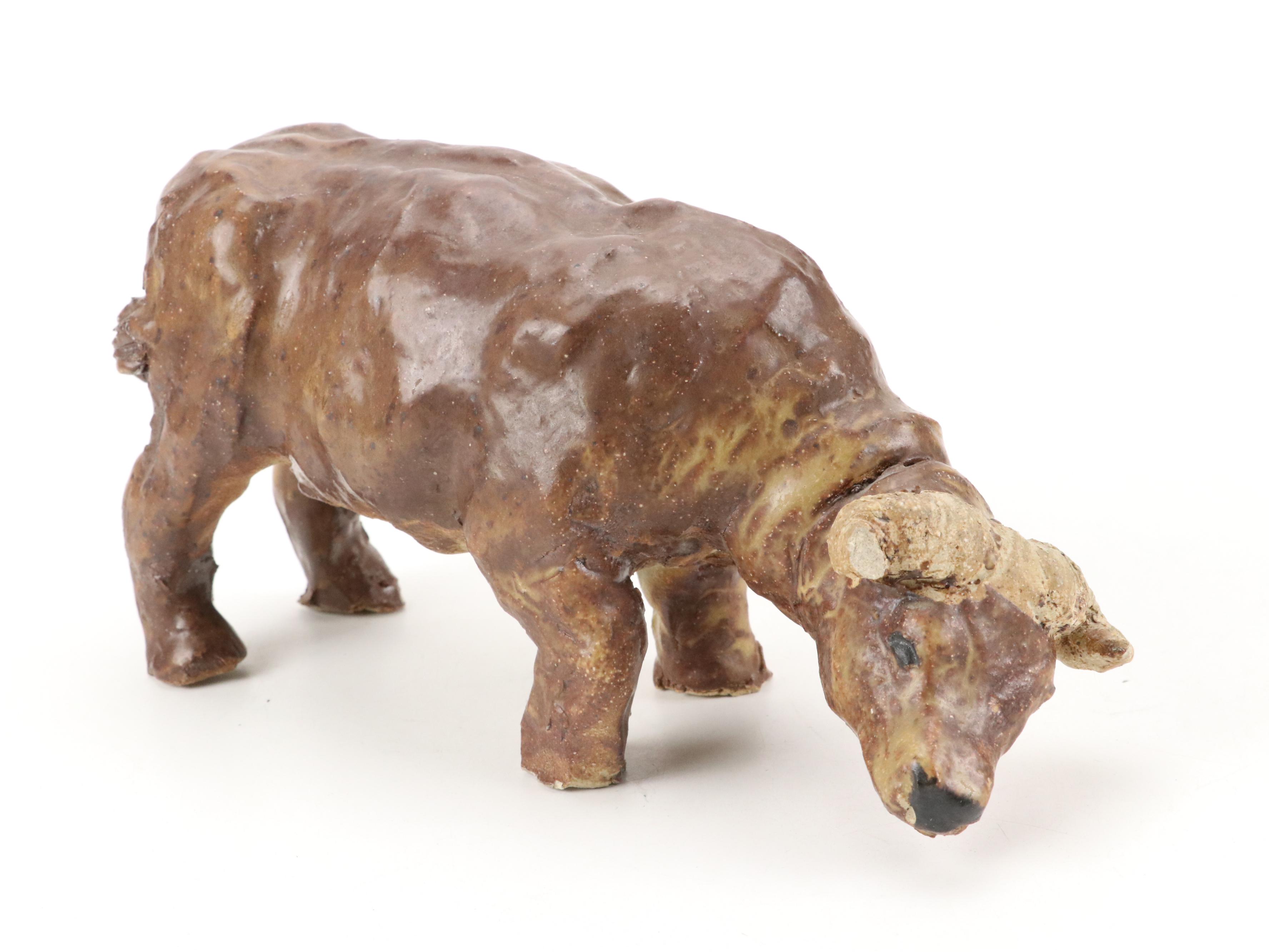 Carved and Painted Wooden Boxes with Steer and Boston Terrier Figurines