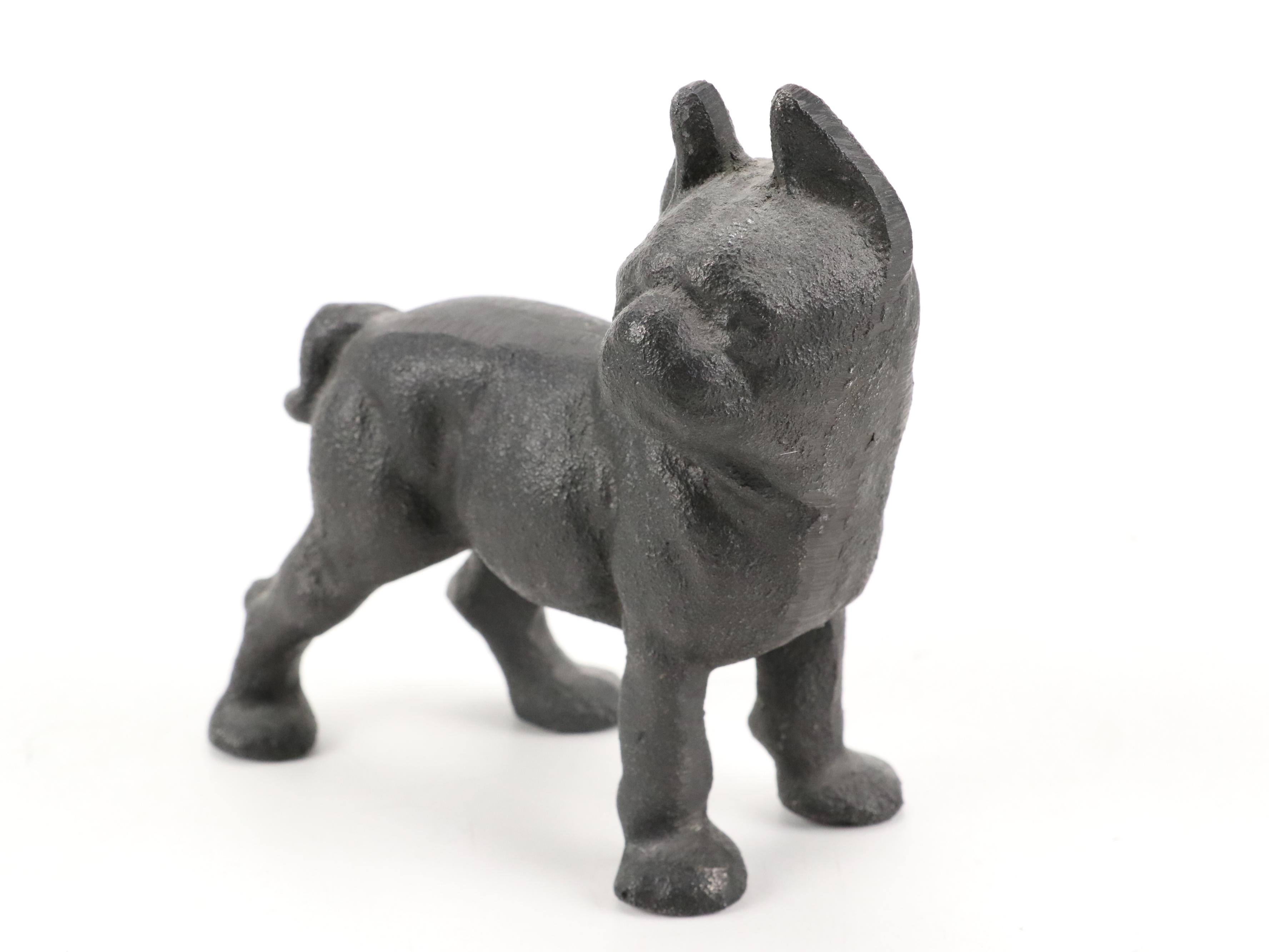 Carved and Painted Wooden Boxes with Steer and Boston Terrier Figurines