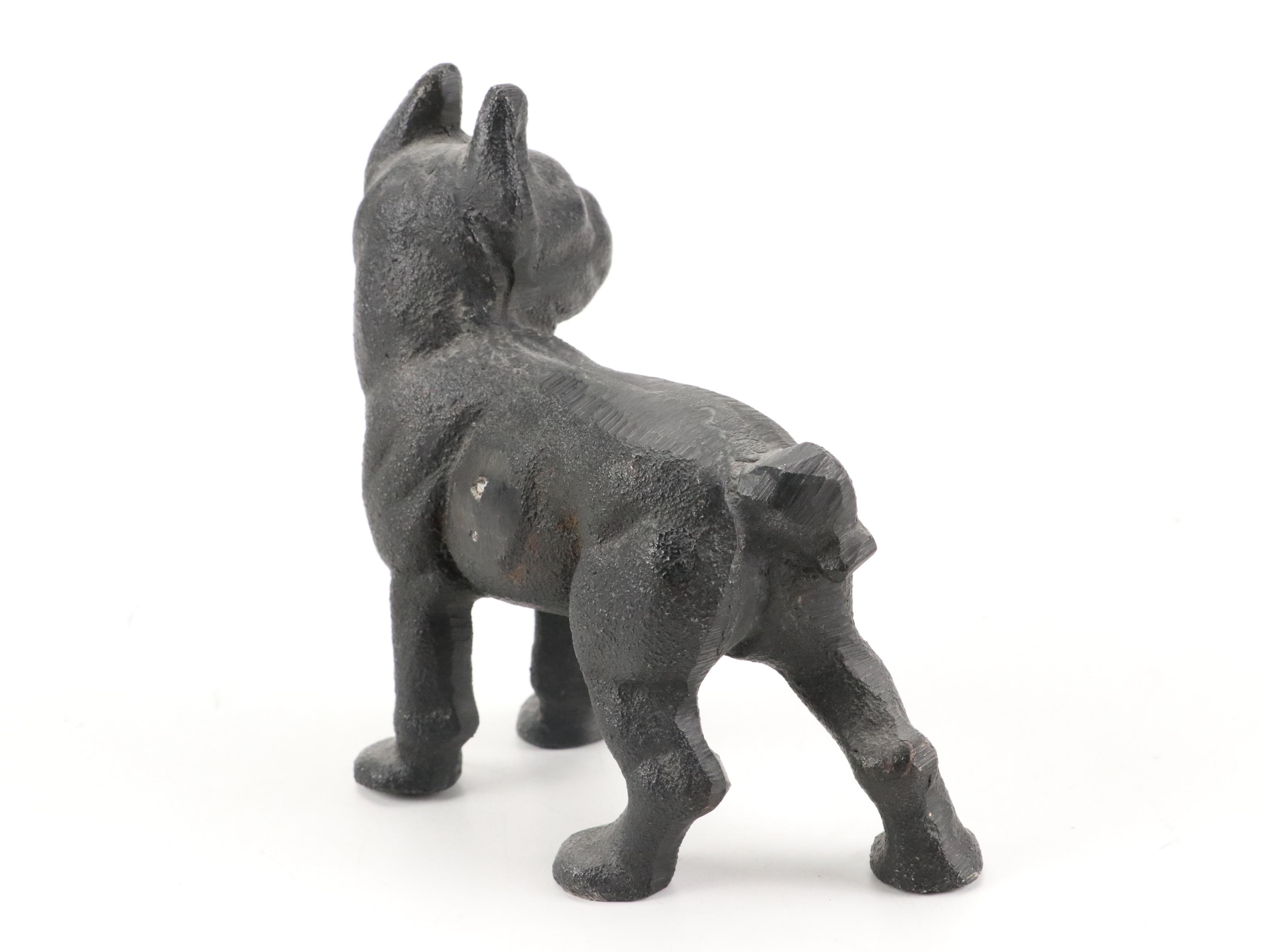 Carved and Painted Wooden Boxes with Steer and Boston Terrier Figurines