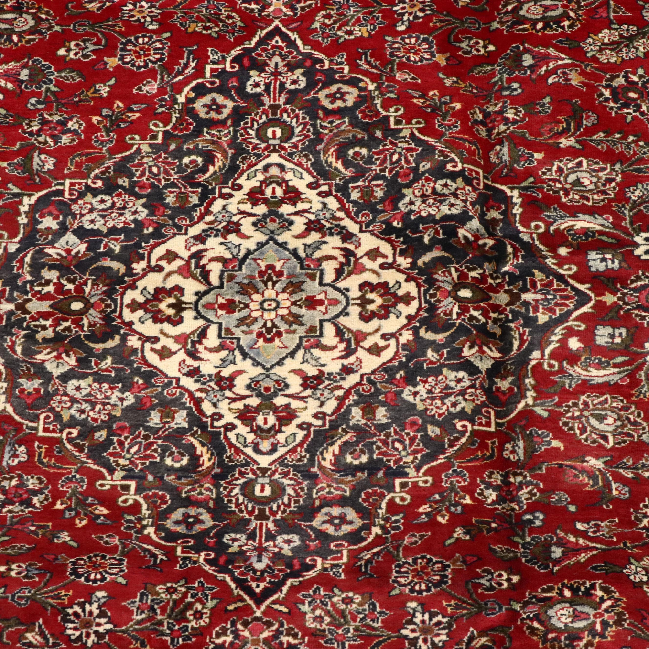 8'10 x 12'10 Hand-Knotted Persian Kashan Room Sized Rug
