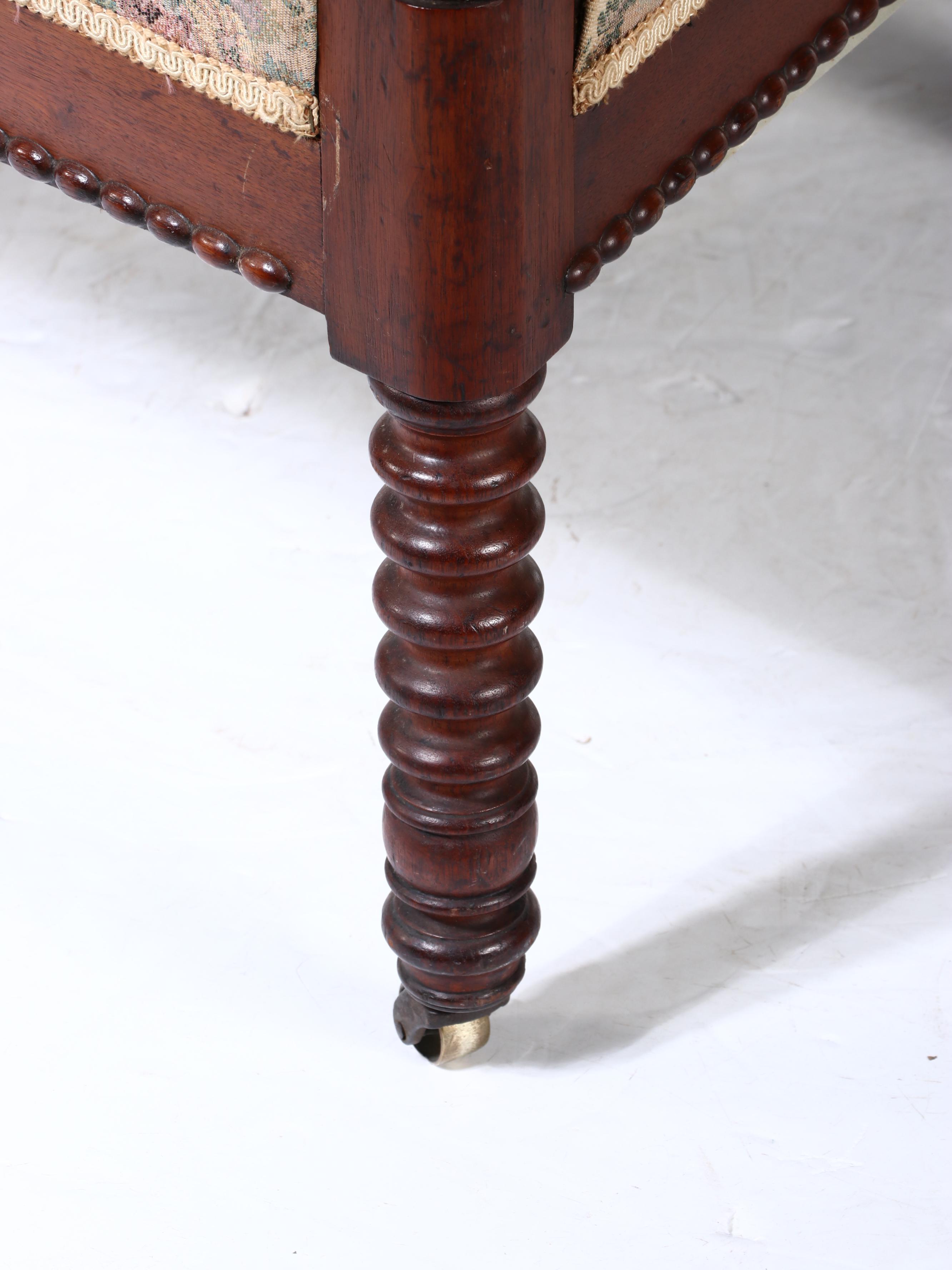 Victorian Gothic Revival Ring-Turned Walnut Armchair, Mid to Late 19th Century