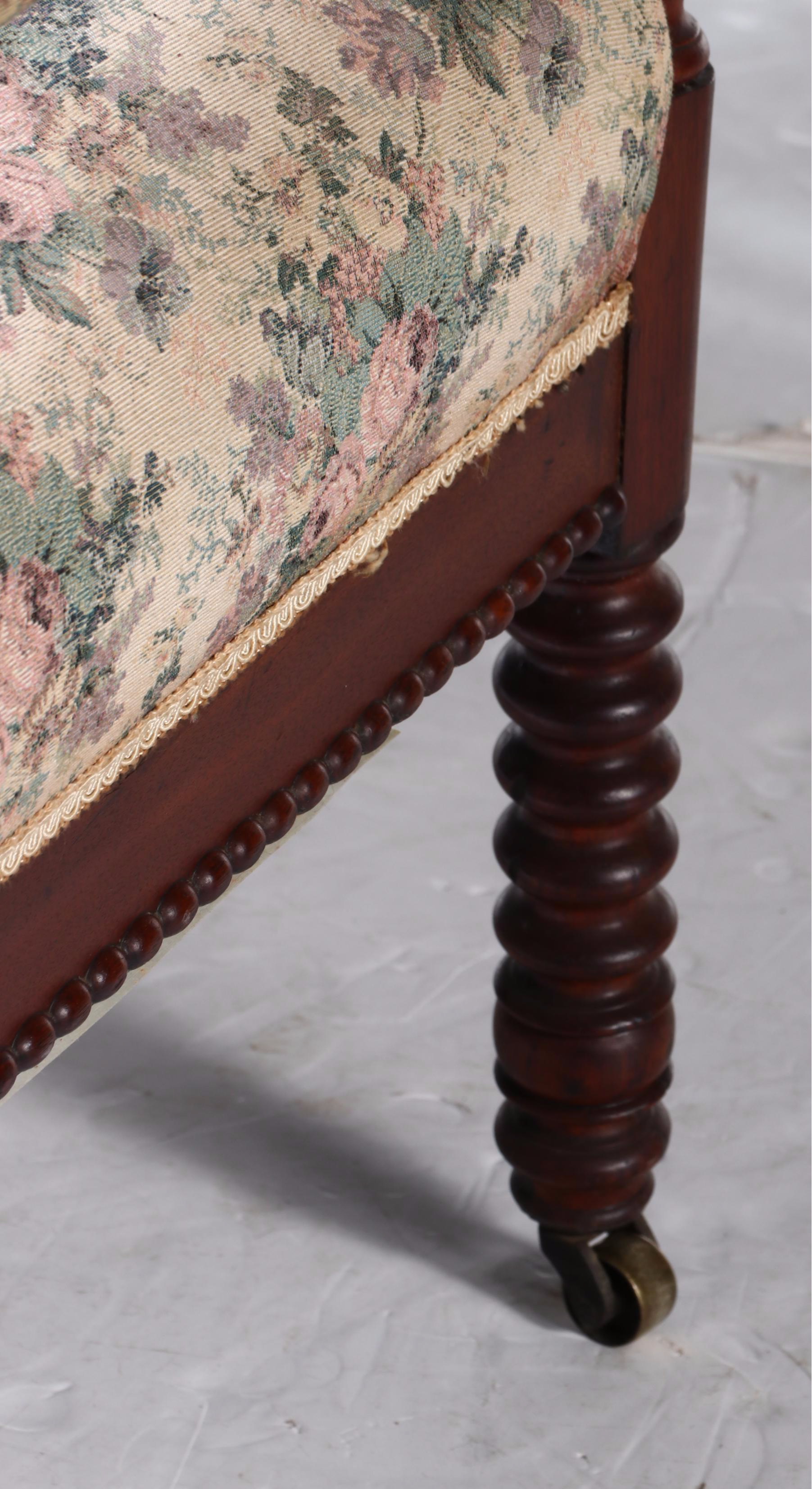 Victorian Gothic Revival Ring-Turned Walnut Armchair, Mid to Late 19th Century