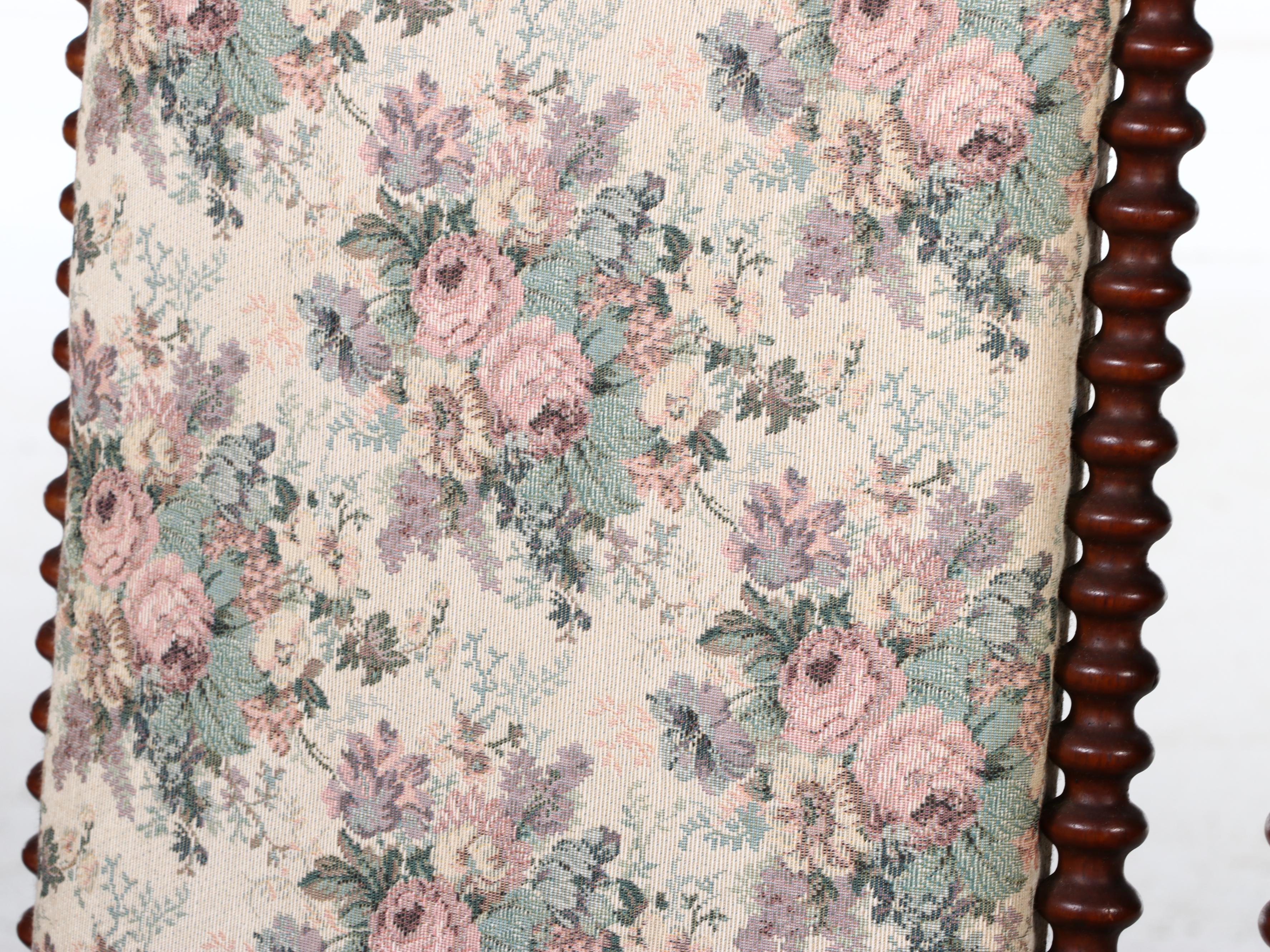 Victorian Gothic Revival Ring-Turned Walnut Armchair, Mid to Late 19th Century