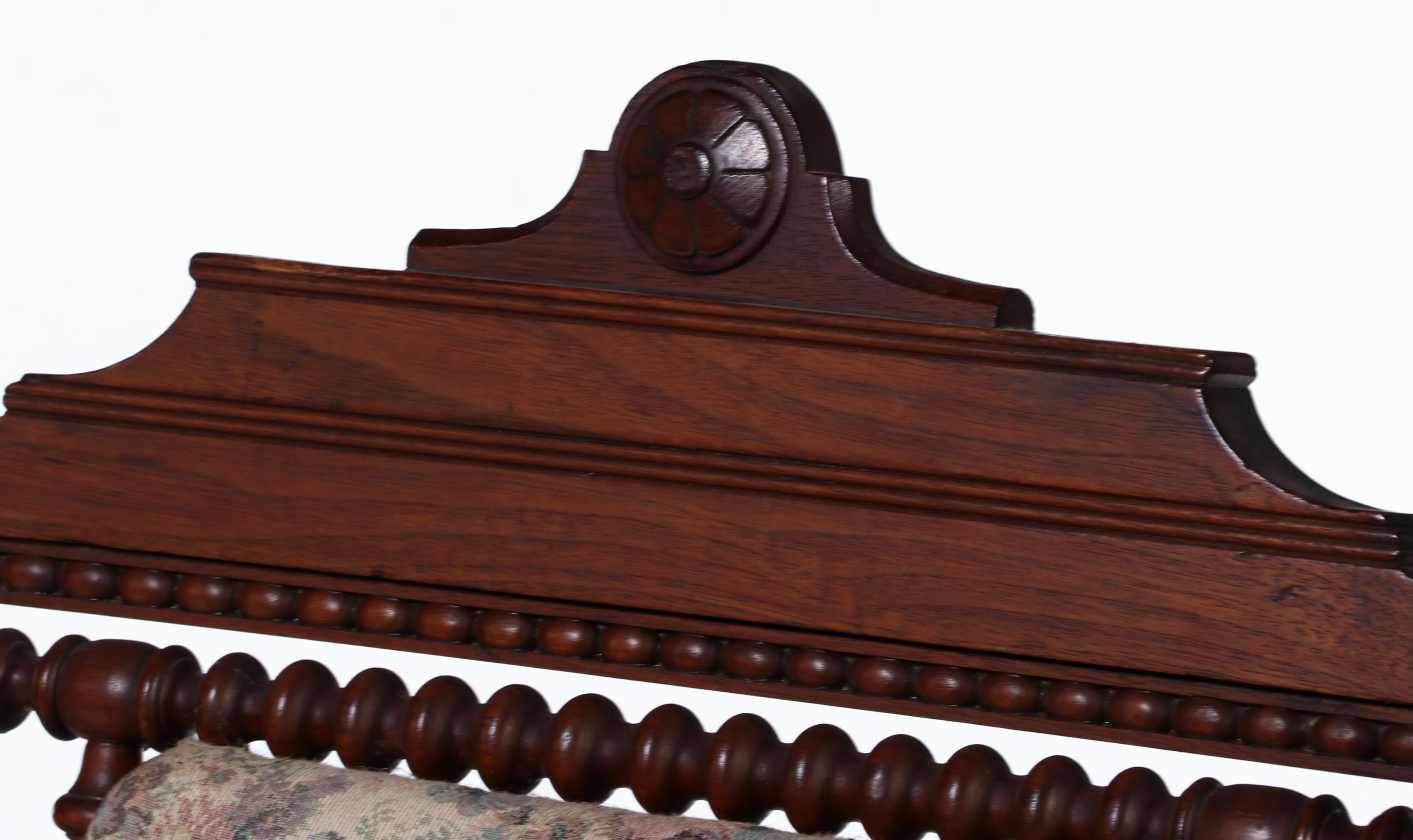 Victorian Gothic Revival Ring-Turned Walnut Armchair, Mid to Late 19th Century