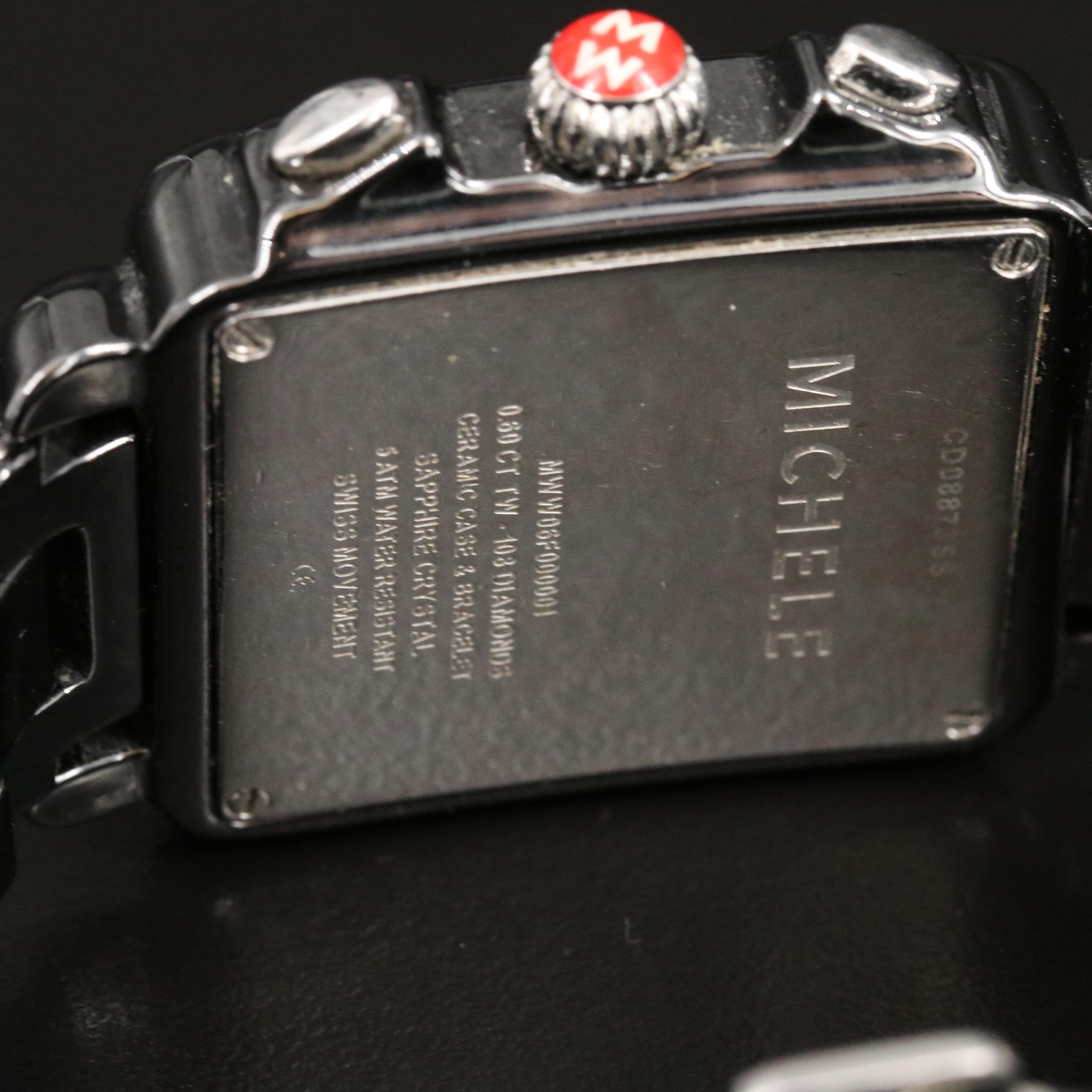 Michele Black Mother-of-Pearl Dial Diamond Chronograph Quartz Watch