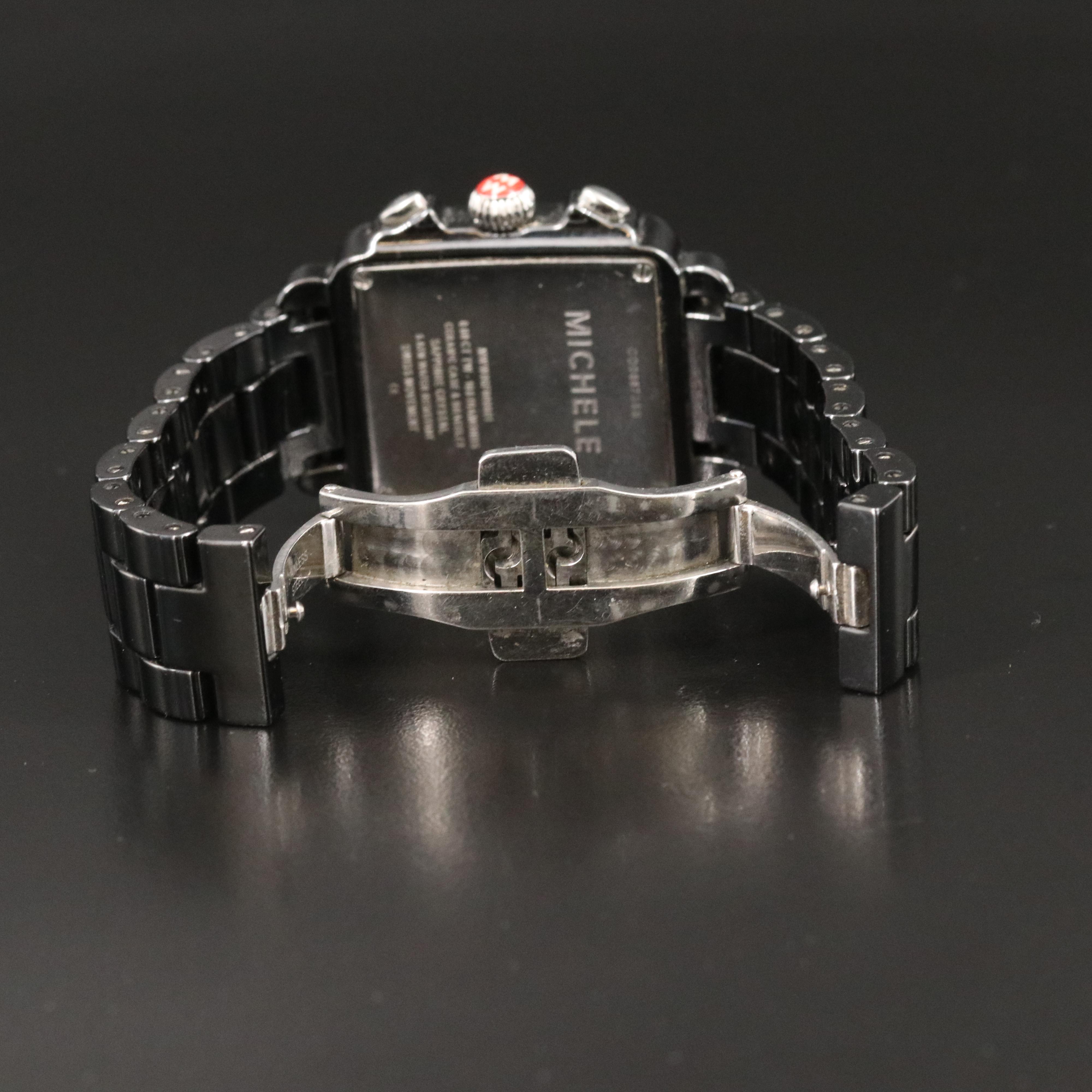 Michele Black Mother-of-Pearl Dial Diamond Chronograph Quartz Watch