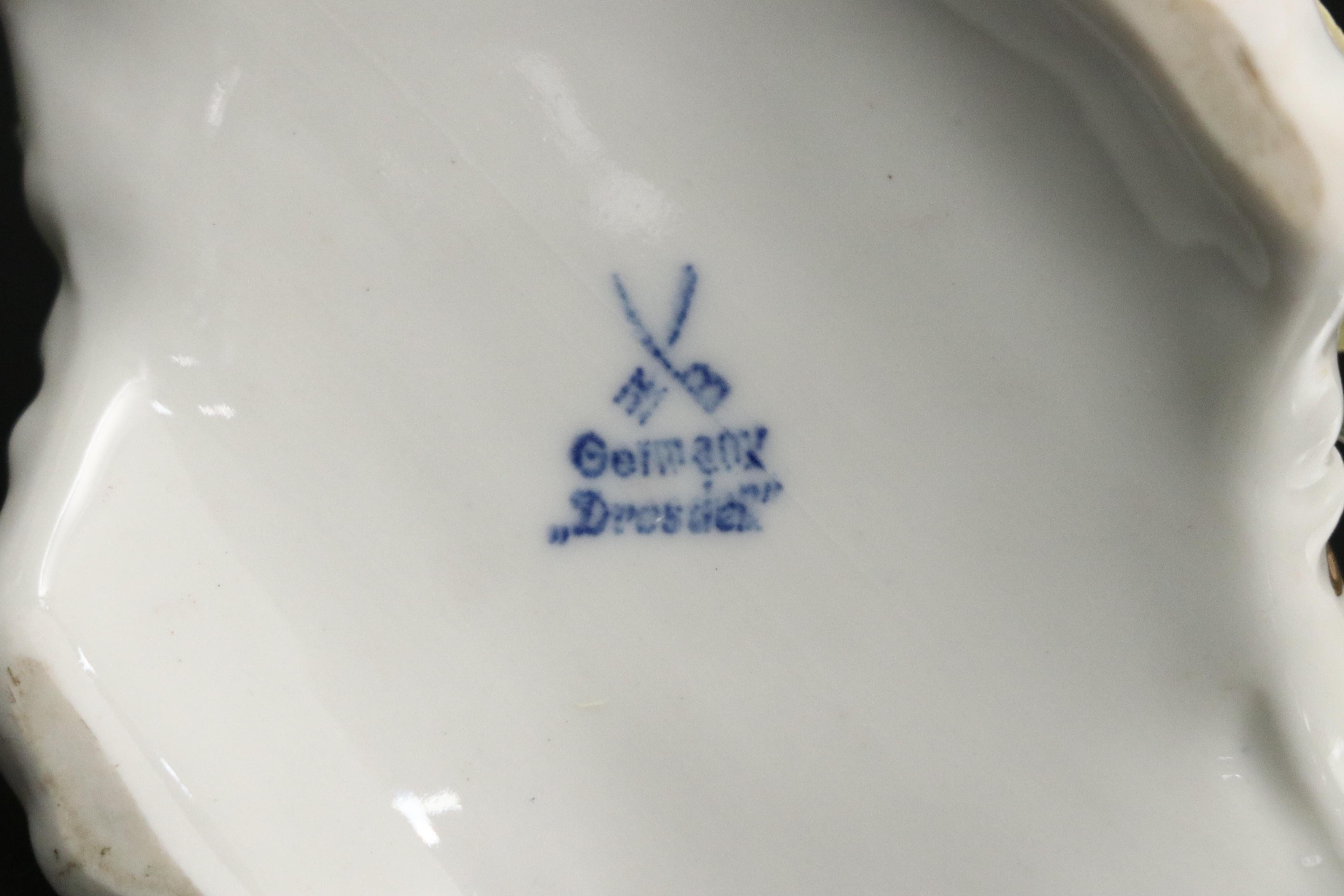 Dresden Porcelain Floral Candelabra and Crown Staffordshire Candle Holders