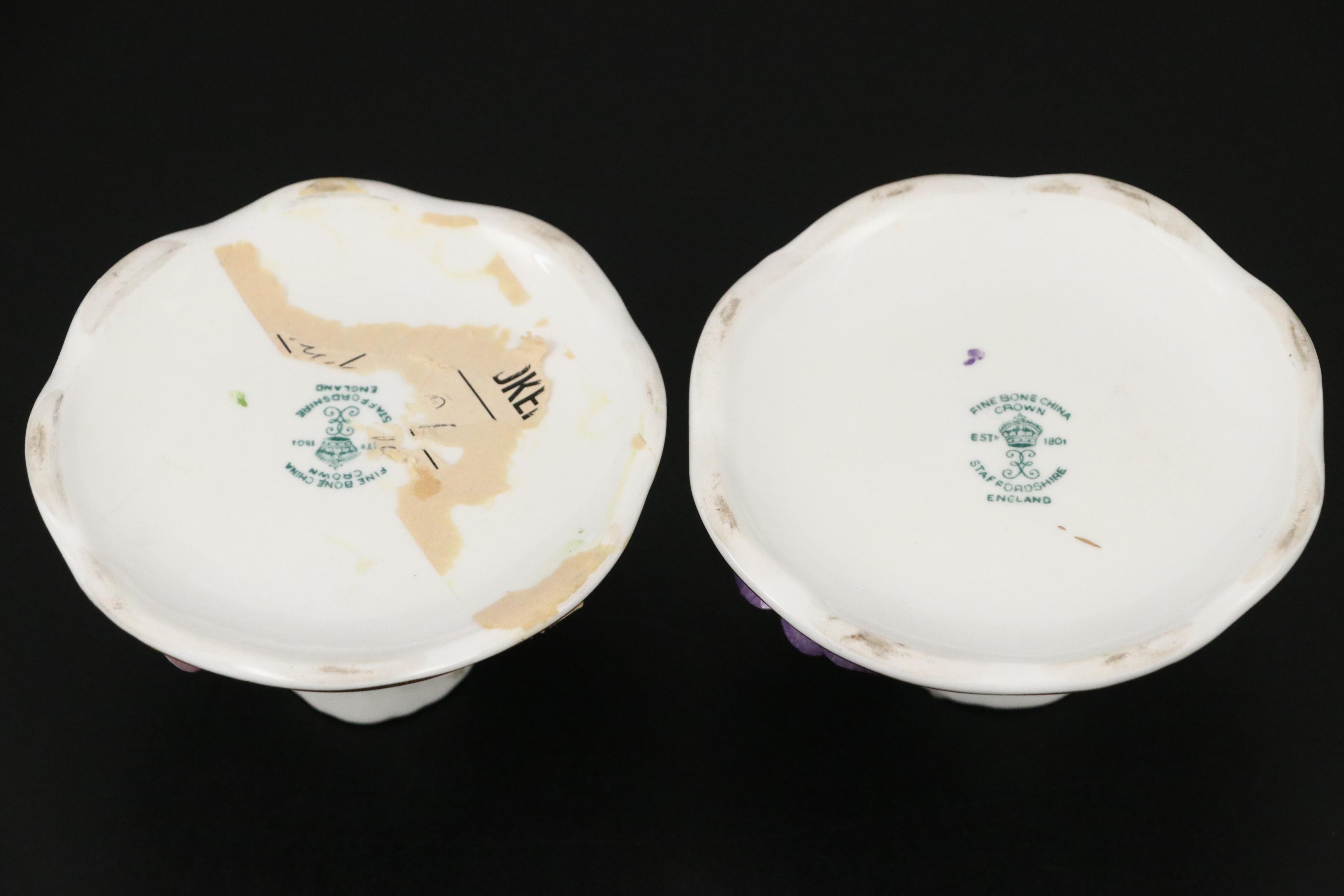 Dresden Porcelain Floral Candelabra and Crown Staffordshire Candle Holders