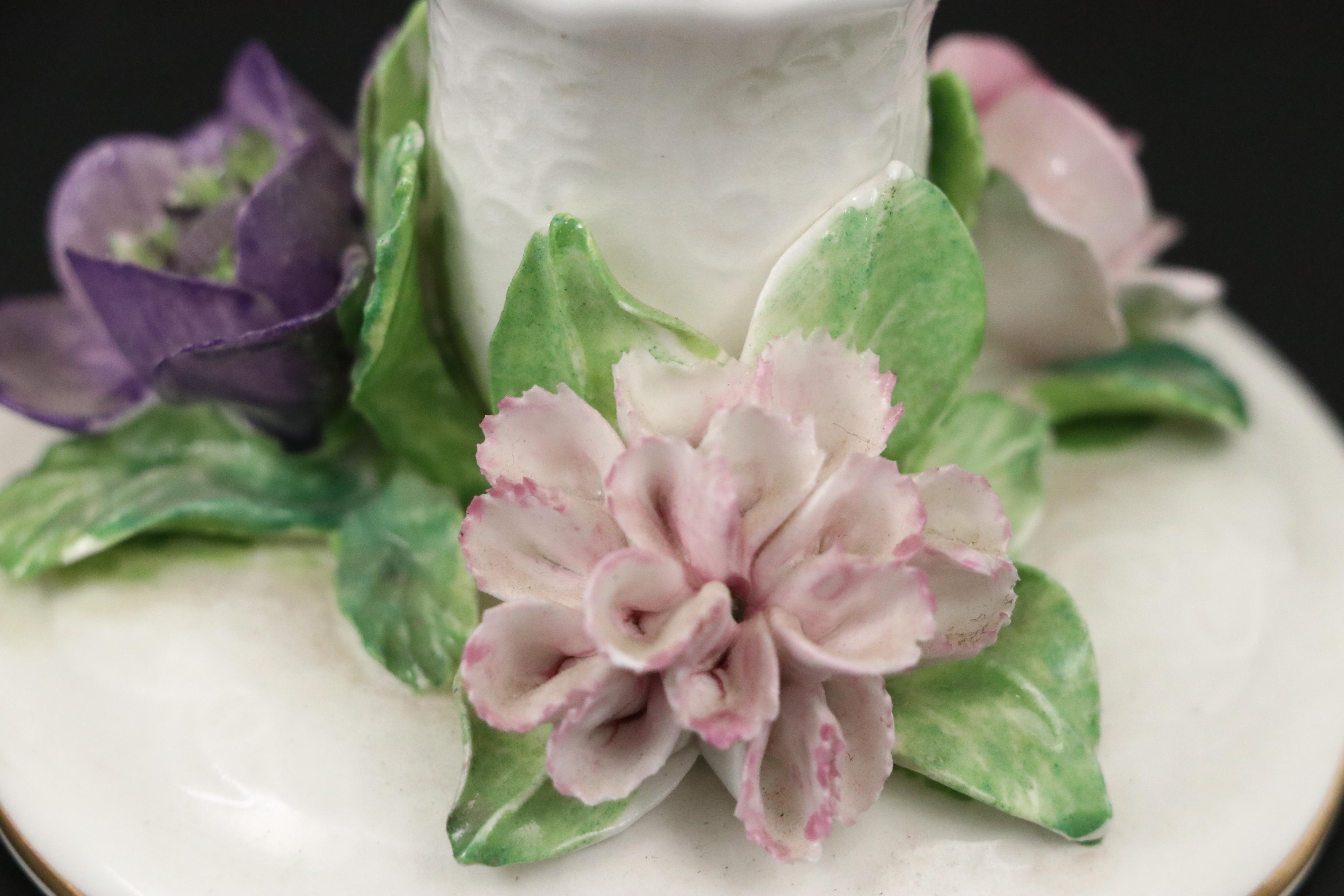 Dresden Porcelain Floral Candelabra and Crown Staffordshire Candle Holders