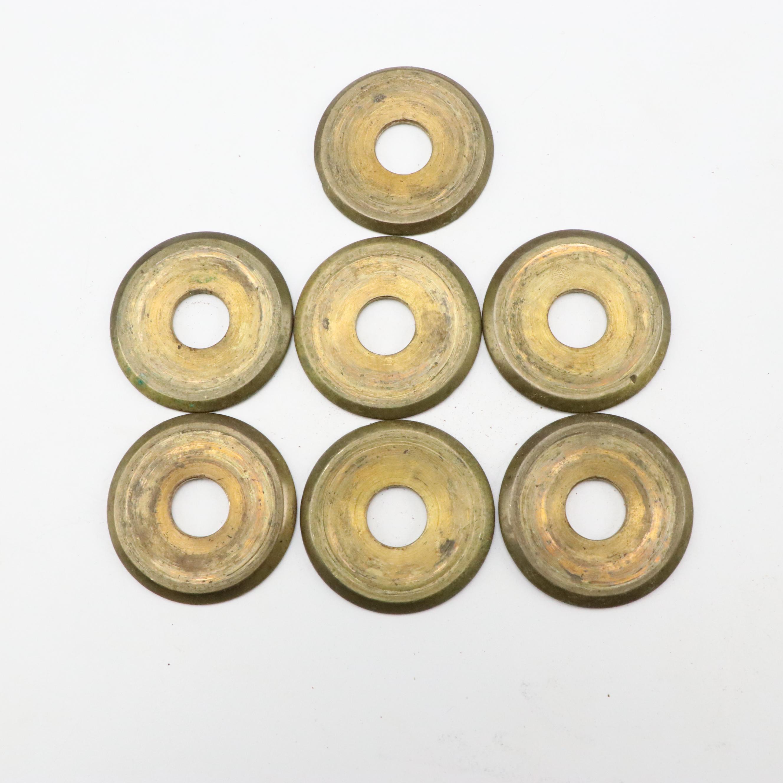 Victorian Brass Door Knobs with Wooden Backplates, Late 19th Century