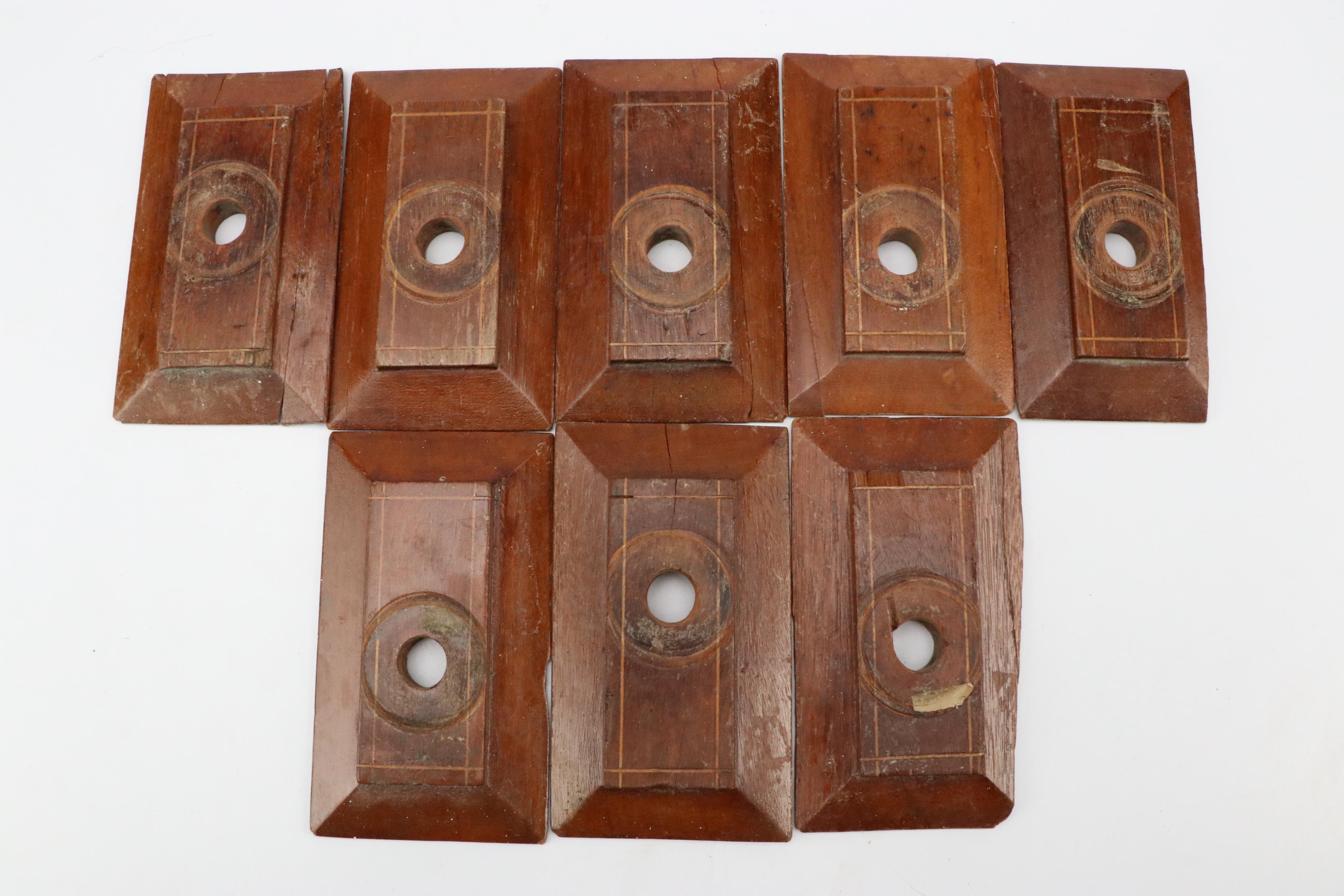 Victorian Brass Door Knobs with Wooden Backplates, Late 19th Century