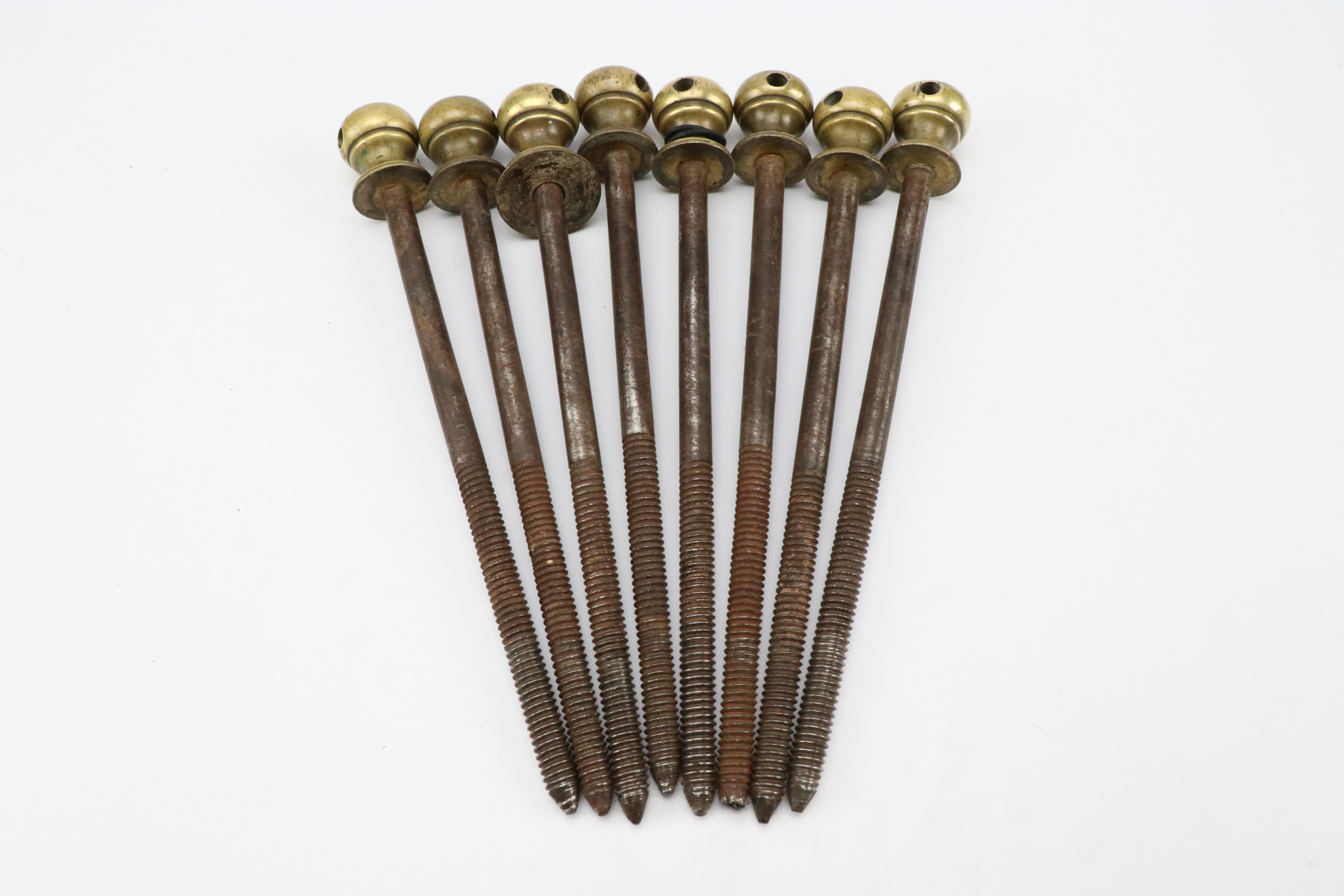 Victorian Brass Door Knobs with Wooden Backplates, Late 19th Century