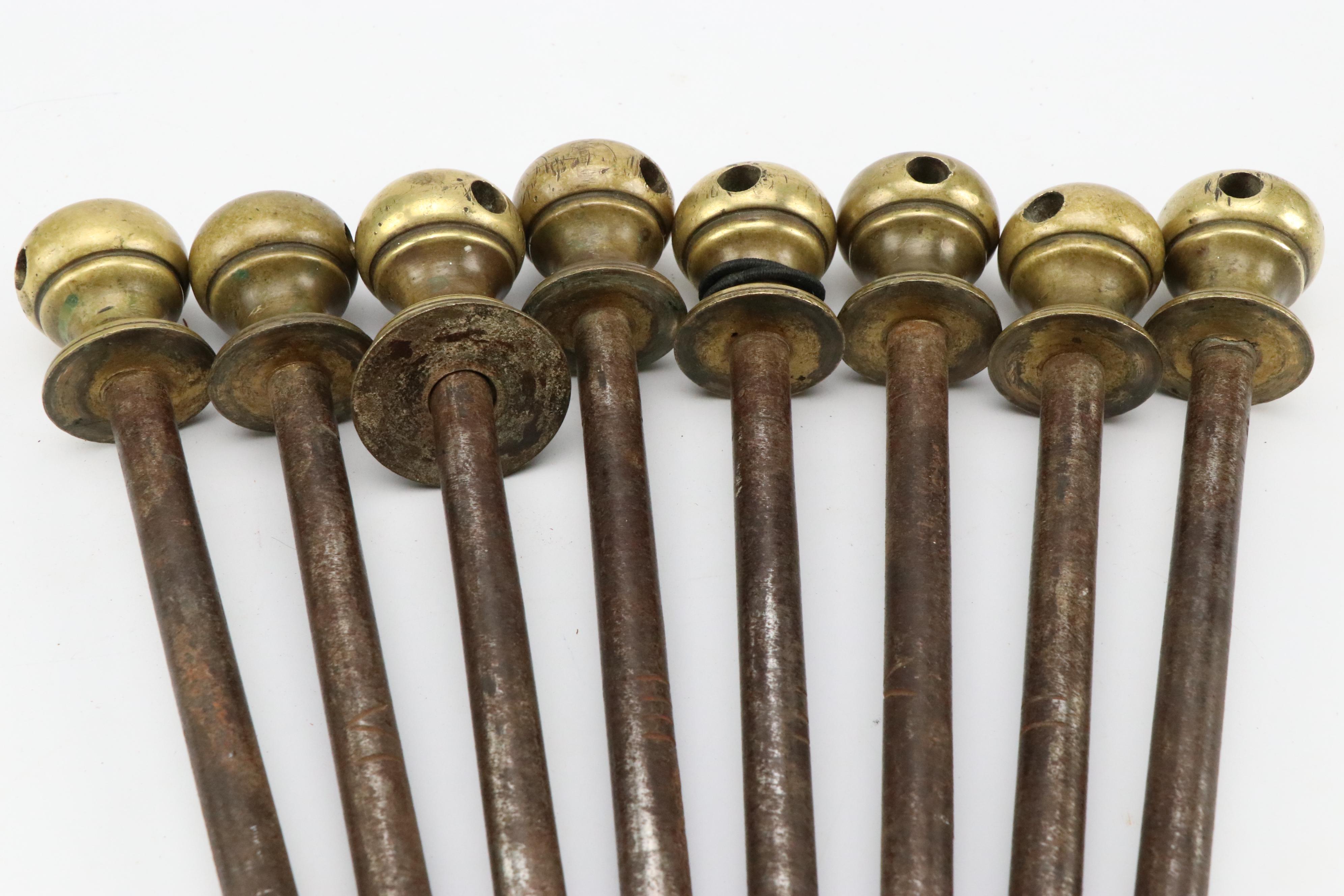 Victorian Brass Door Knobs with Wooden Backplates, Late 19th Century