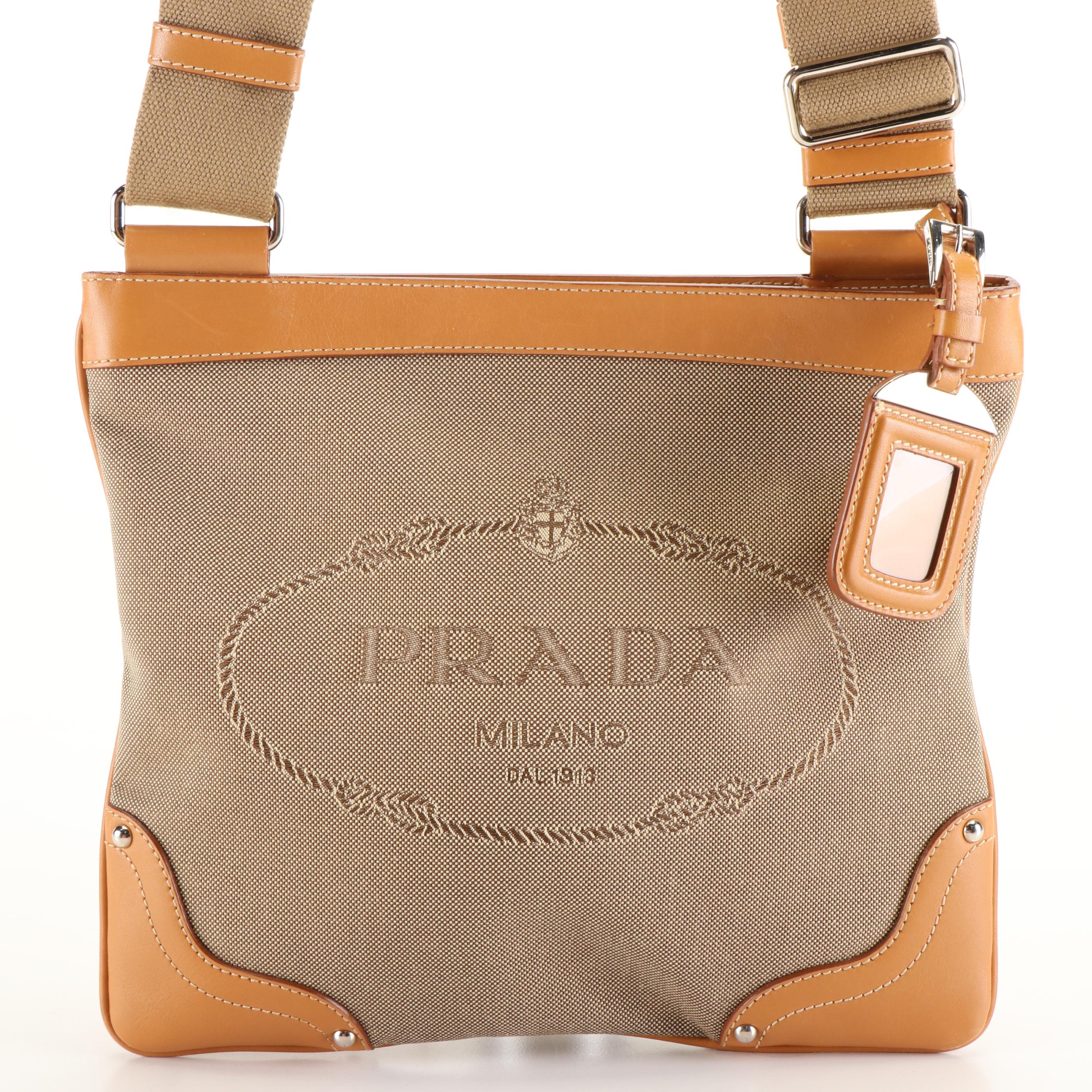 Prada Canapa Logo Crossbody Bag in Canvas and Leather