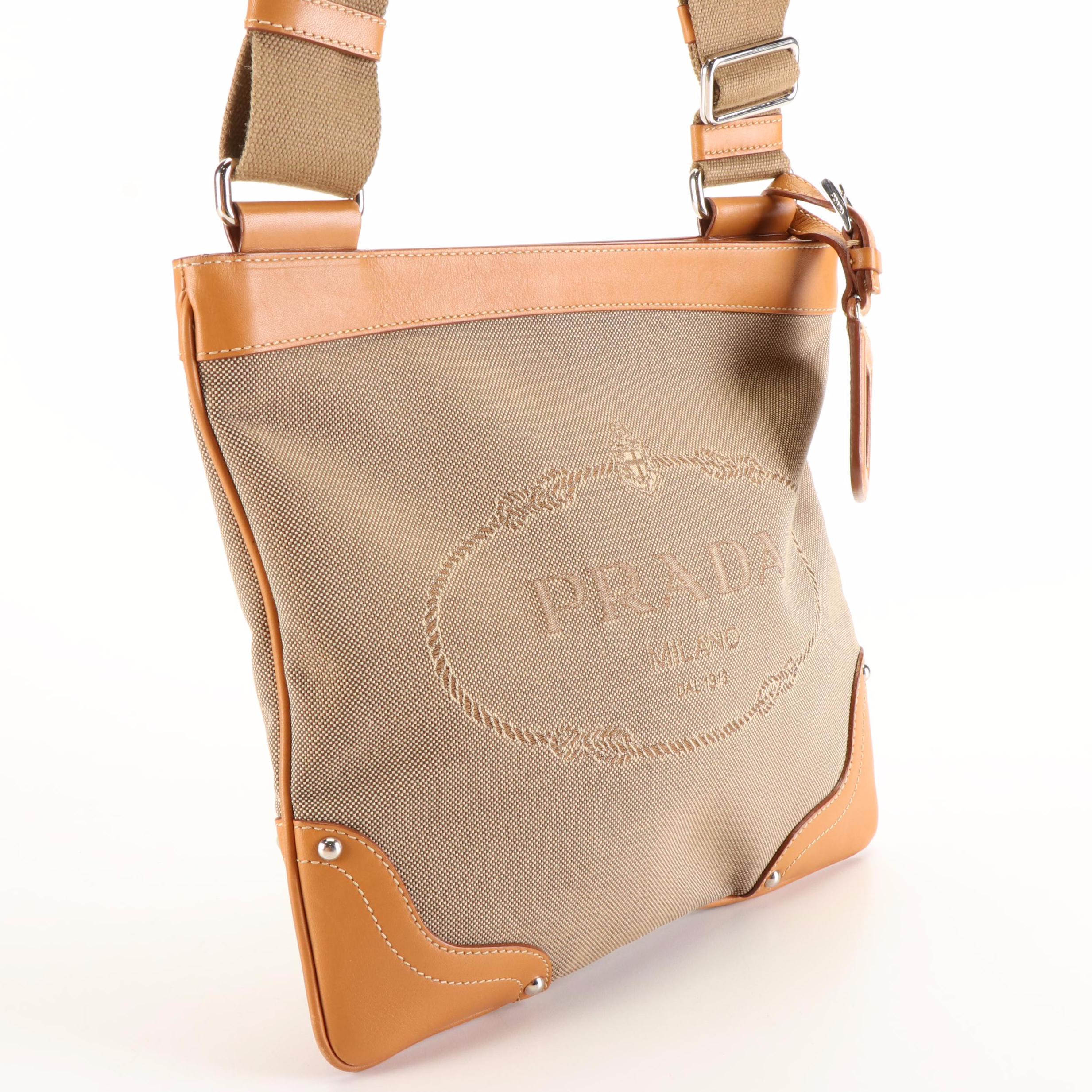 Prada Canapa Logo Crossbody Bag in Canvas and Leather