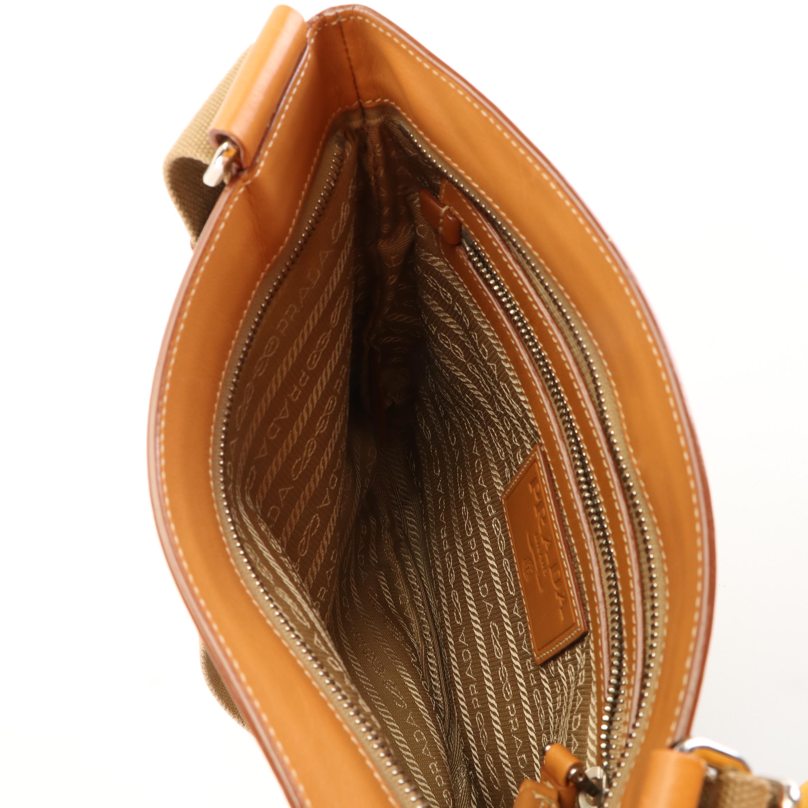 Prada Canapa Logo Crossbody Bag in Canvas and Leather