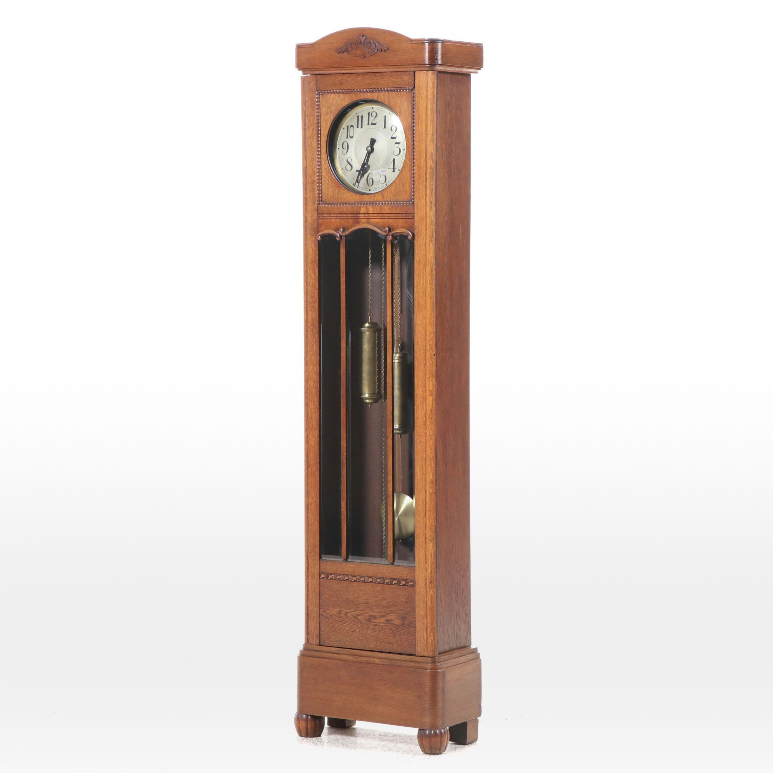 Gustav Becker Quartersawn Oak Longcase Clock, Circa 1912