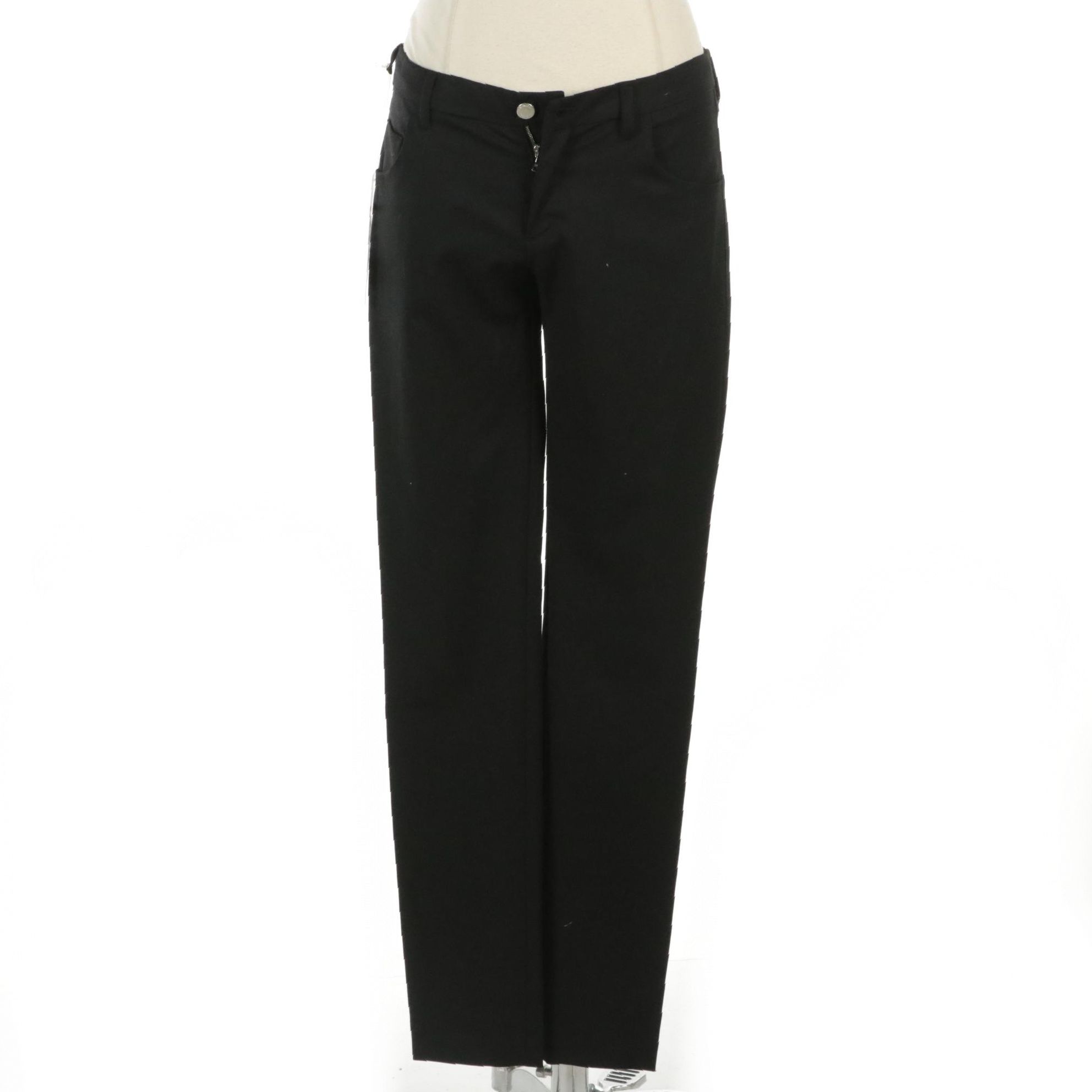 Prada Straight Leg Trousers in Black Wool with Ankle Zipper Accents, With Tag