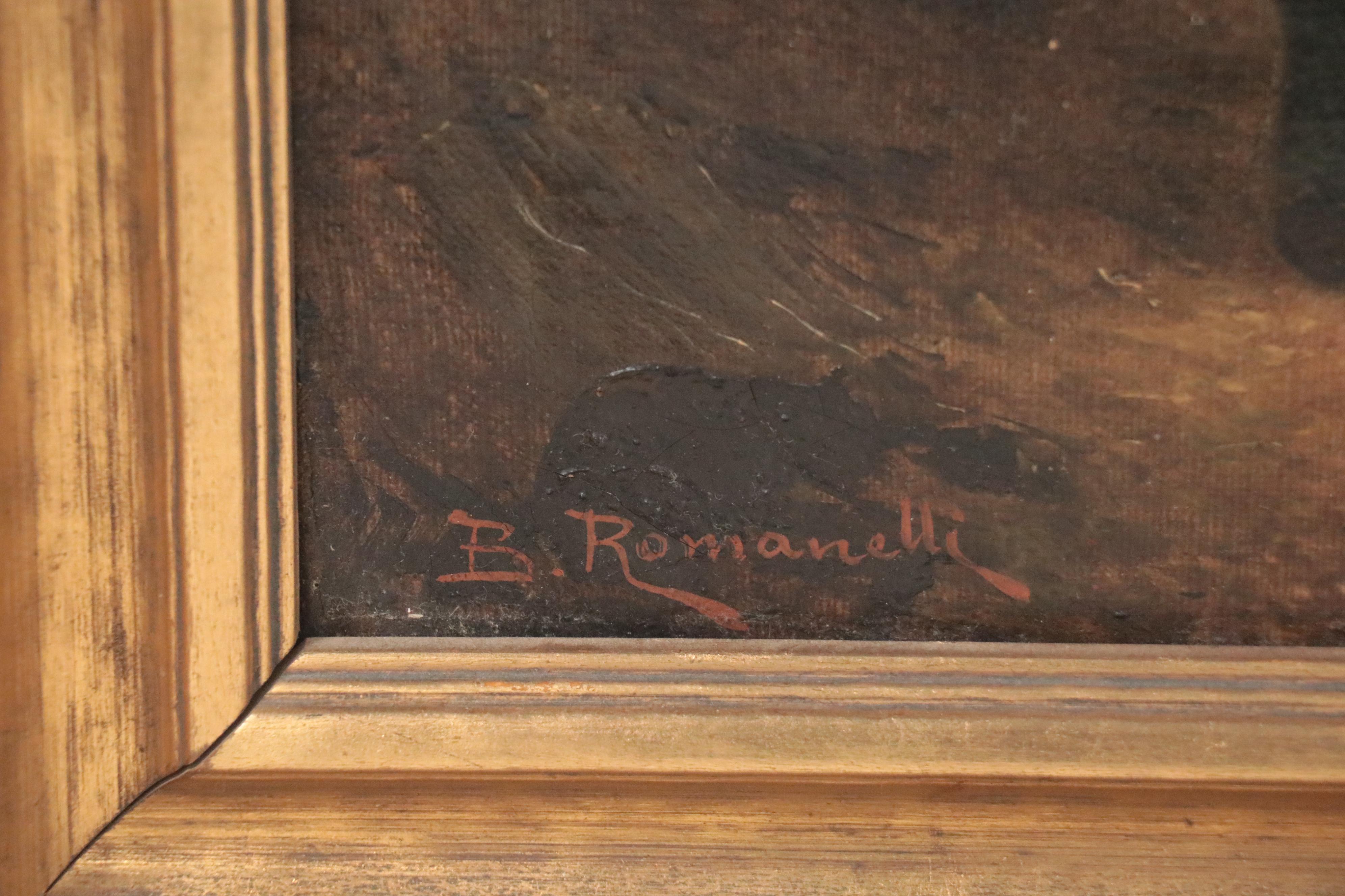 B. Romanelli Oil Painting of Woman with Guitar, 20th Century