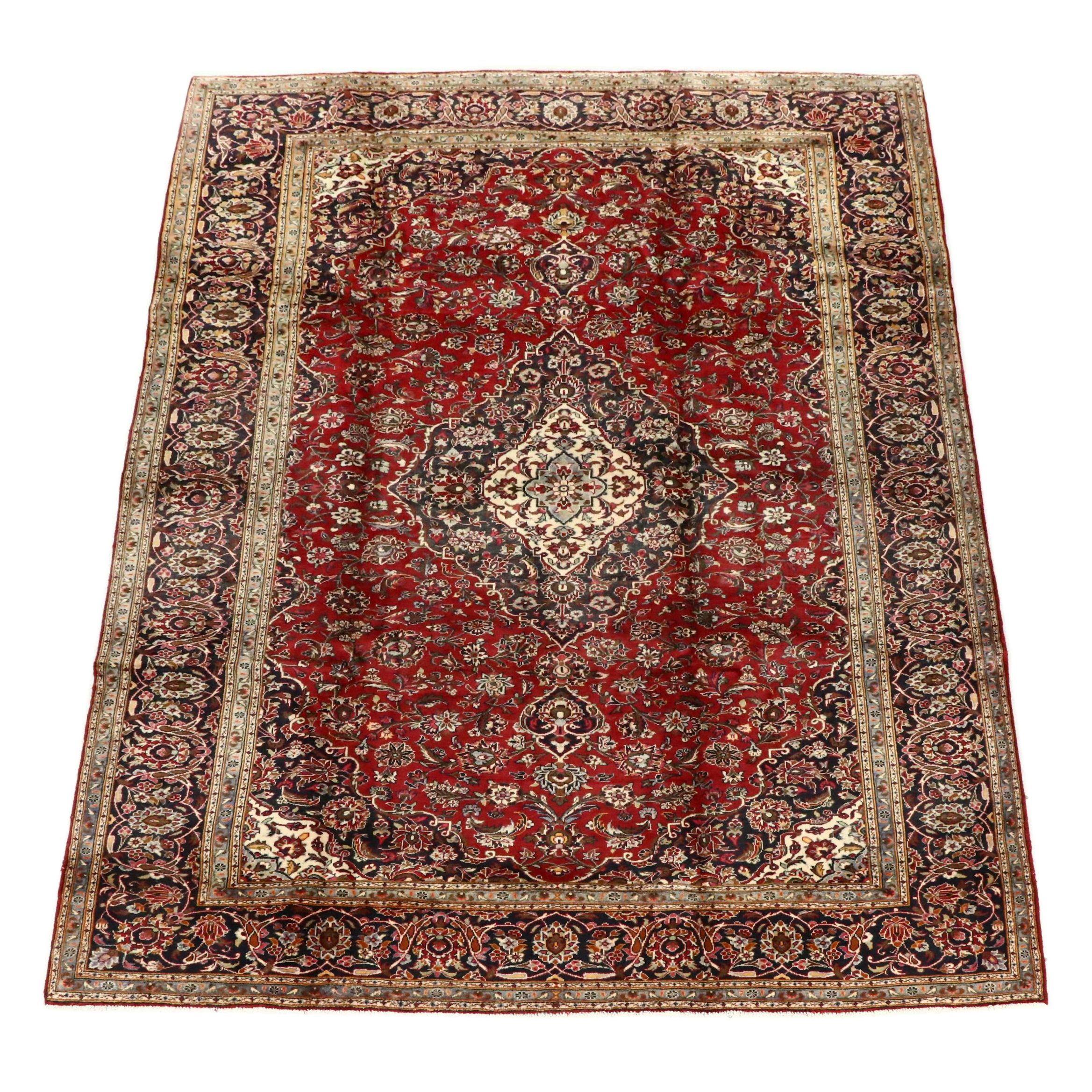 8'10 x 12'10 Hand-Knotted Persian Kashan Room Sized Rug