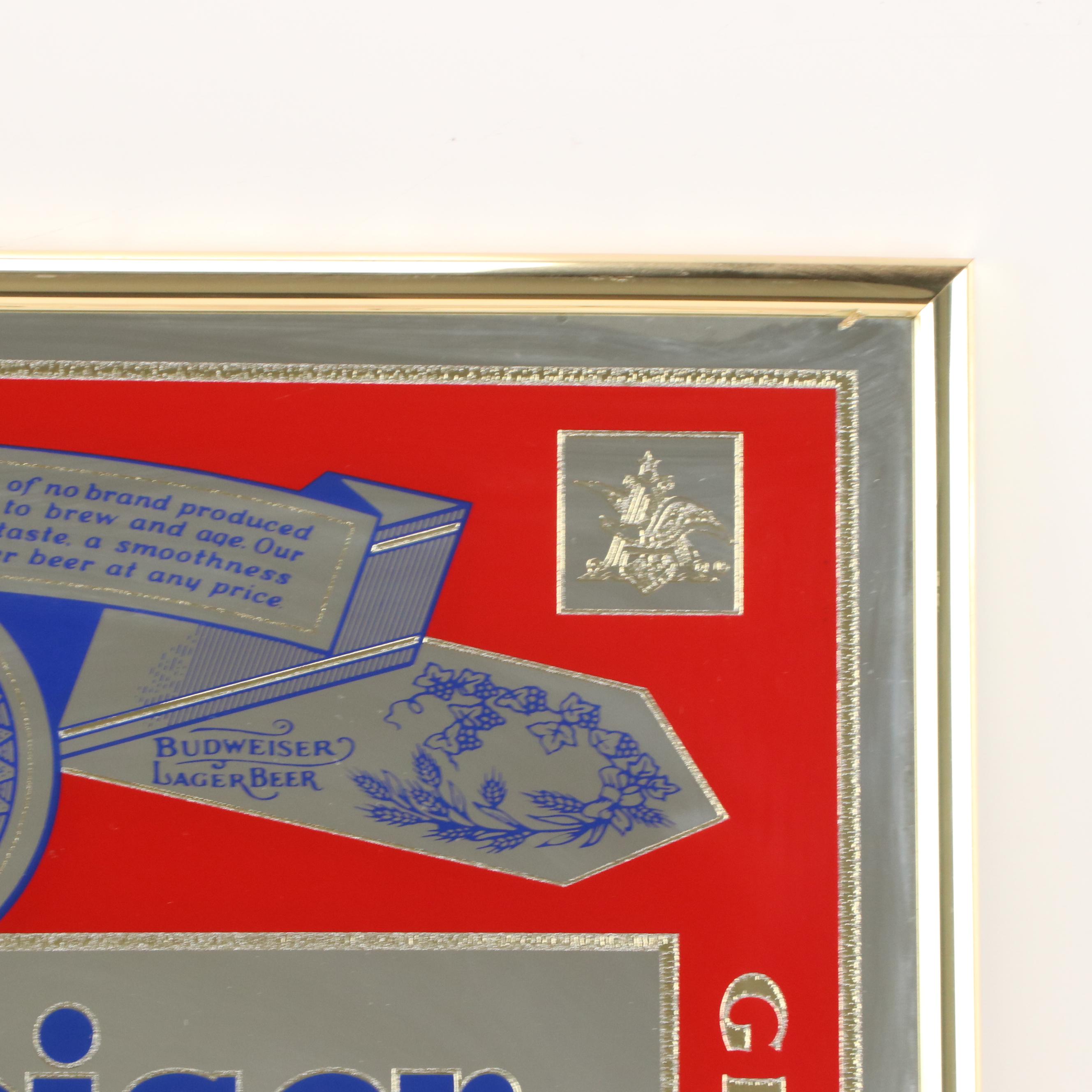 Anheuser-Busch Budweiser & Gordon's Gin Painted Bar Mirrors