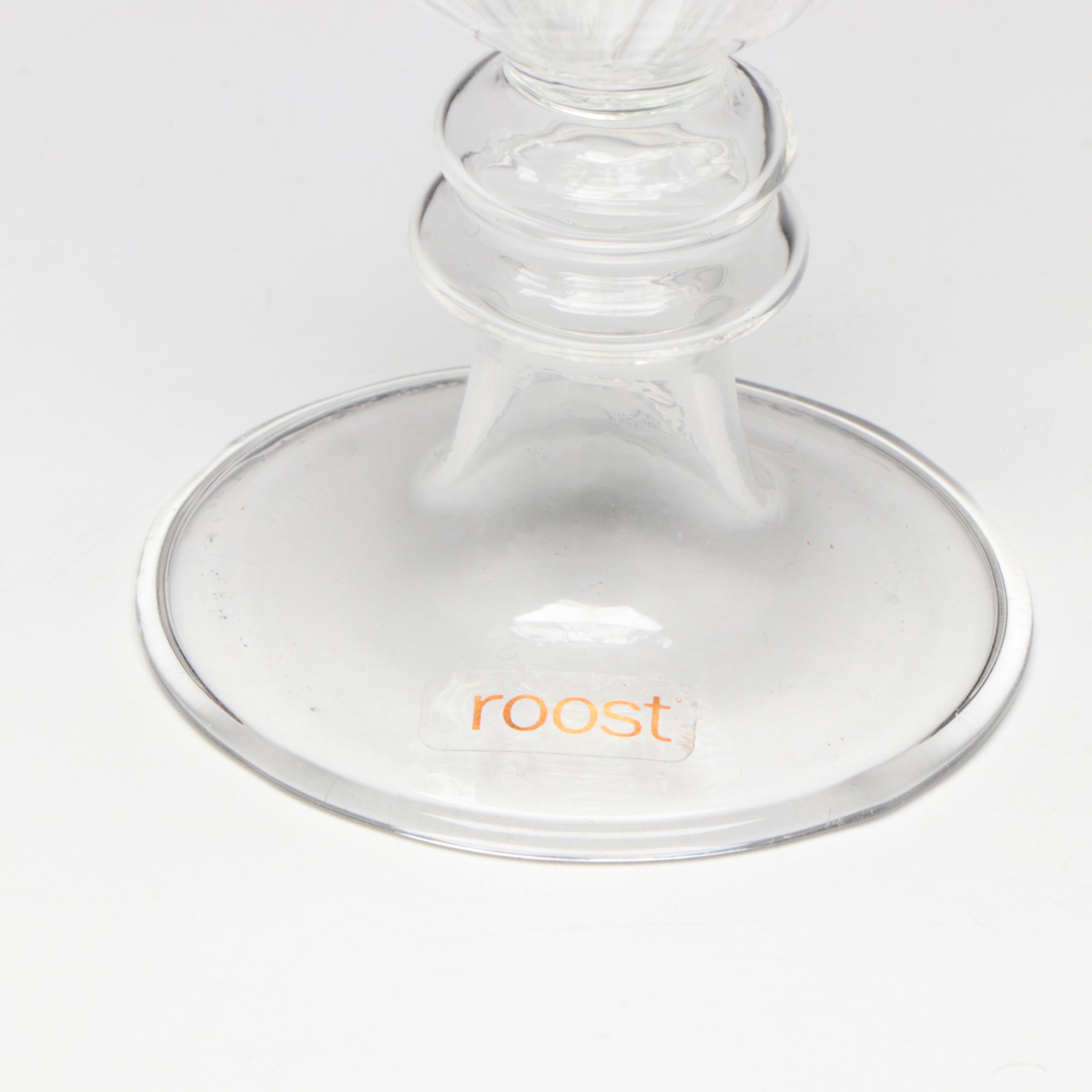 Swarovski "Blue Violet Water Lily" Crystal Flower with Glass Footed Vase