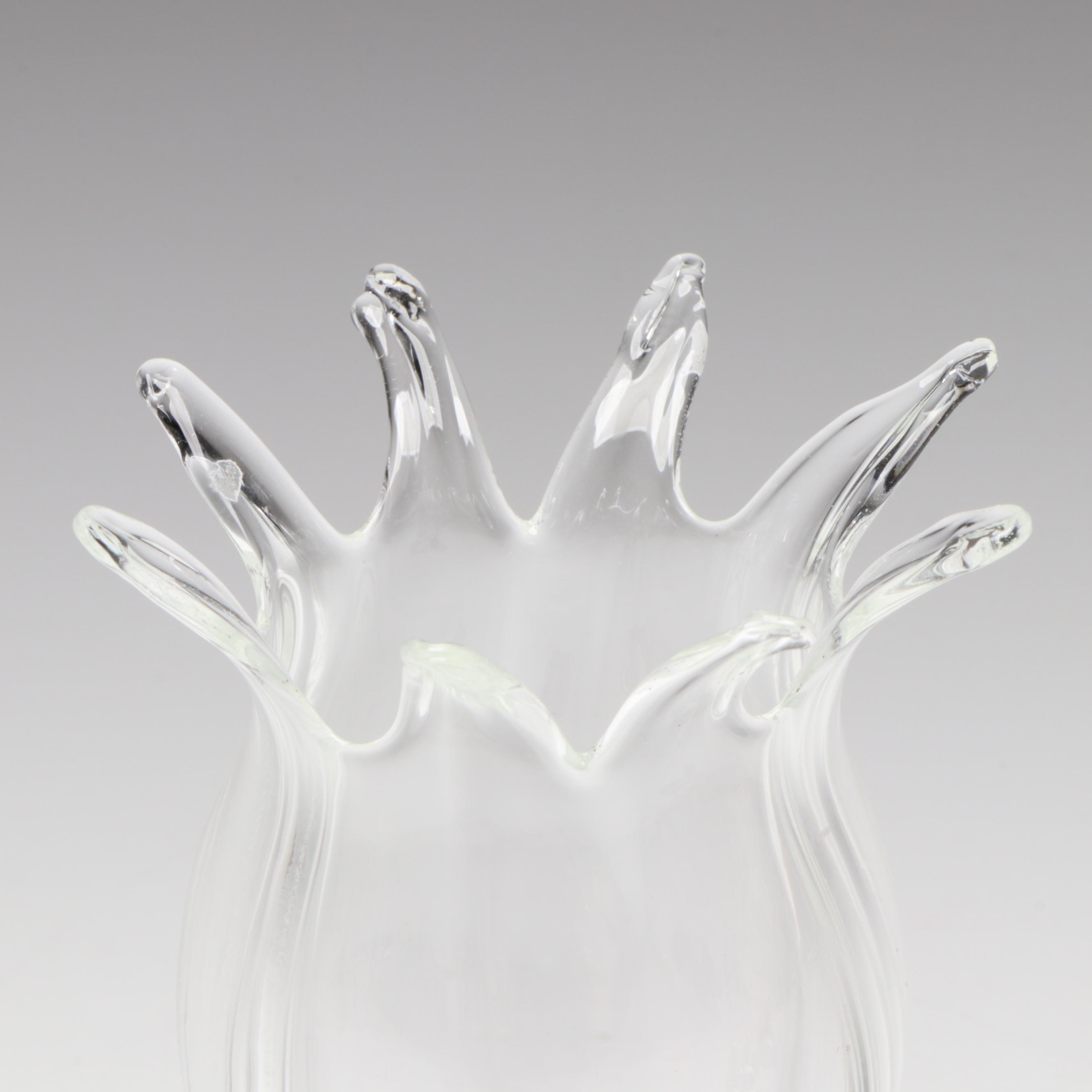 Swarovski "Blue Violet Water Lily" Crystal Flower with Glass Footed Vase